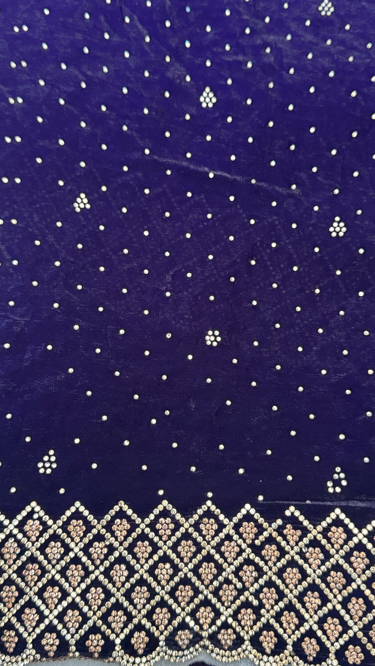 Deep Purple Party Wear Saree with Hand Embellished Stone Border