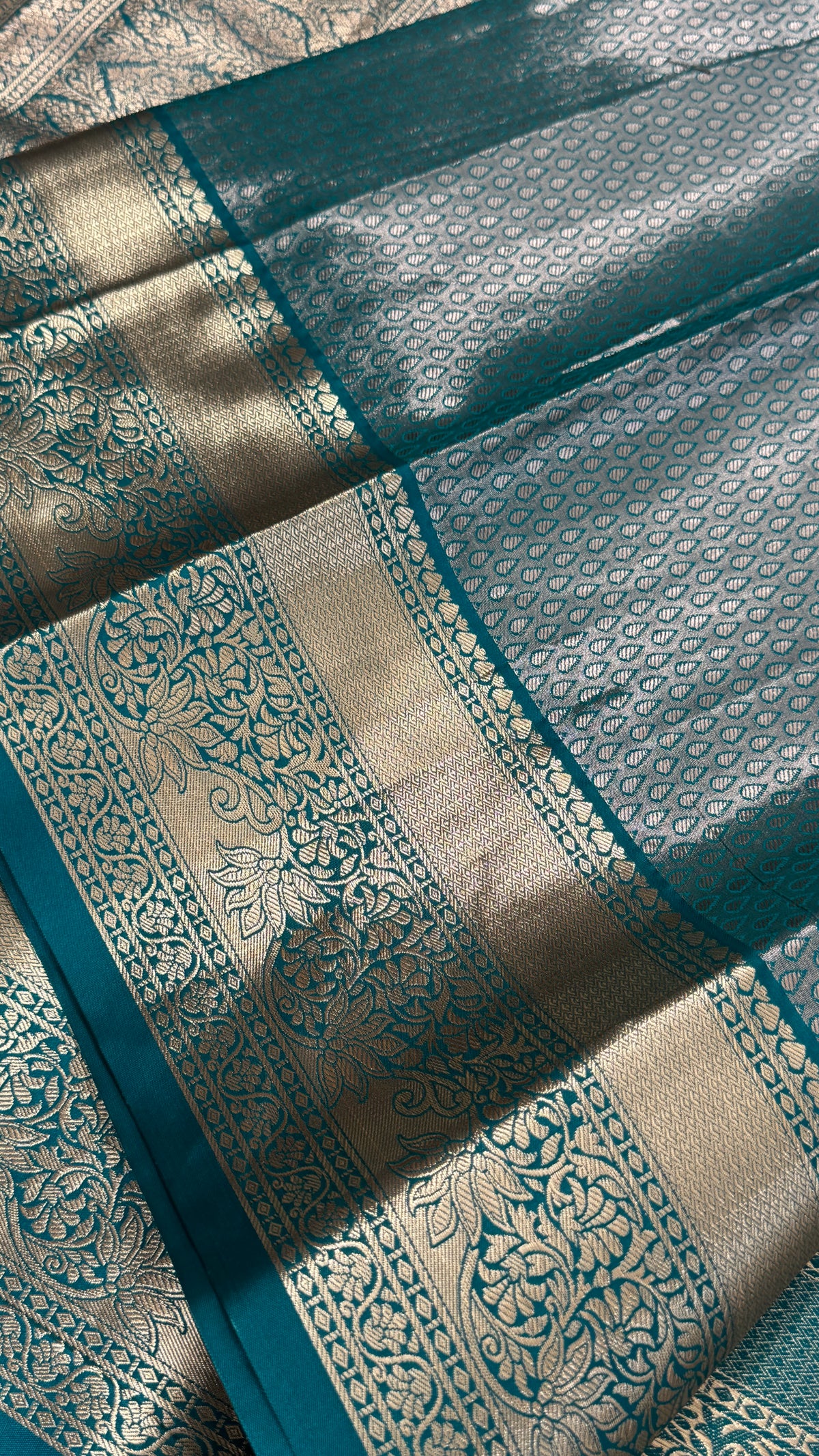Semi Silk Mini Kanchivaram Tissue Saree – Dusty Mauve & Teal Green