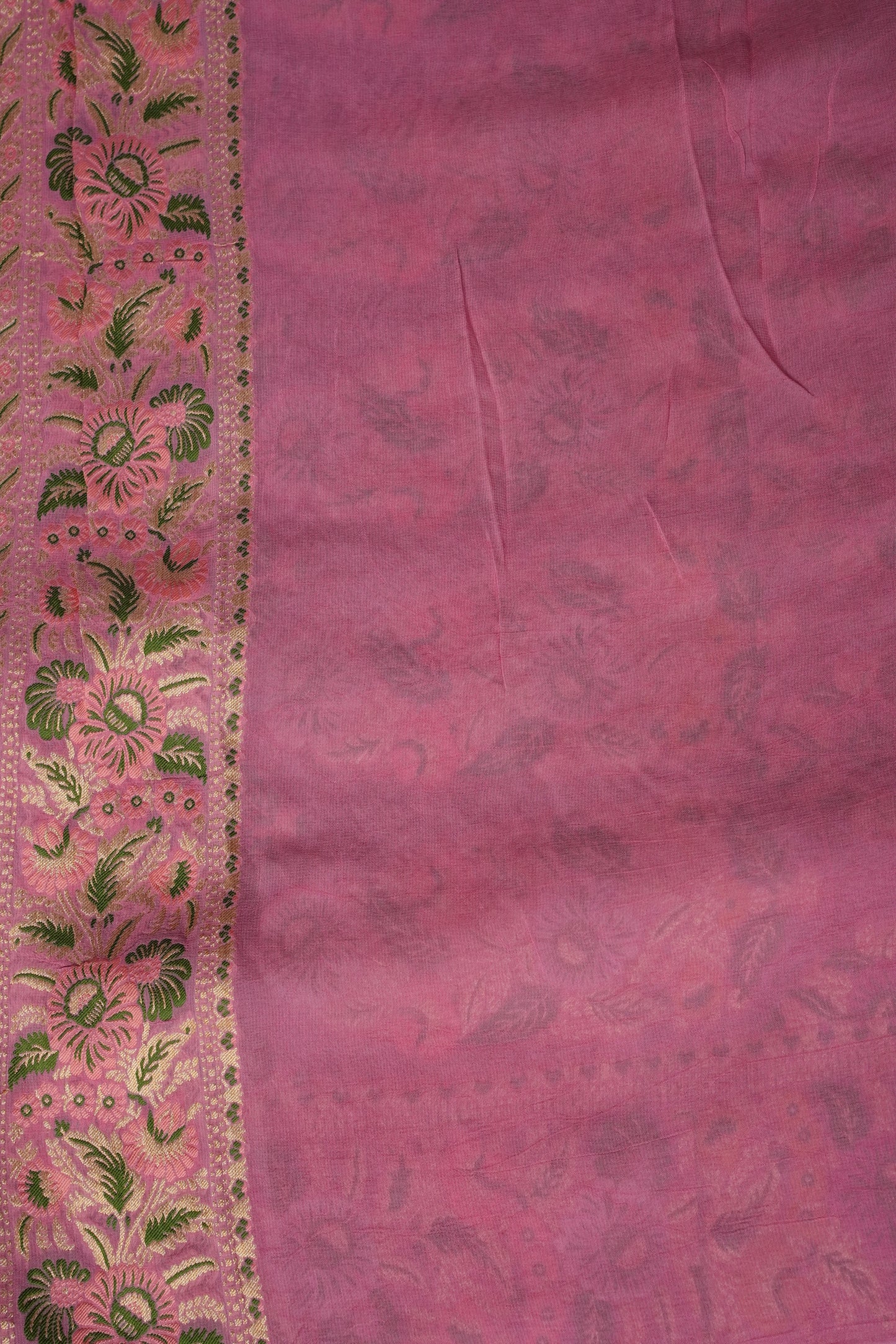 Banarasi Georgette Silk Saree - Coffee & Pink