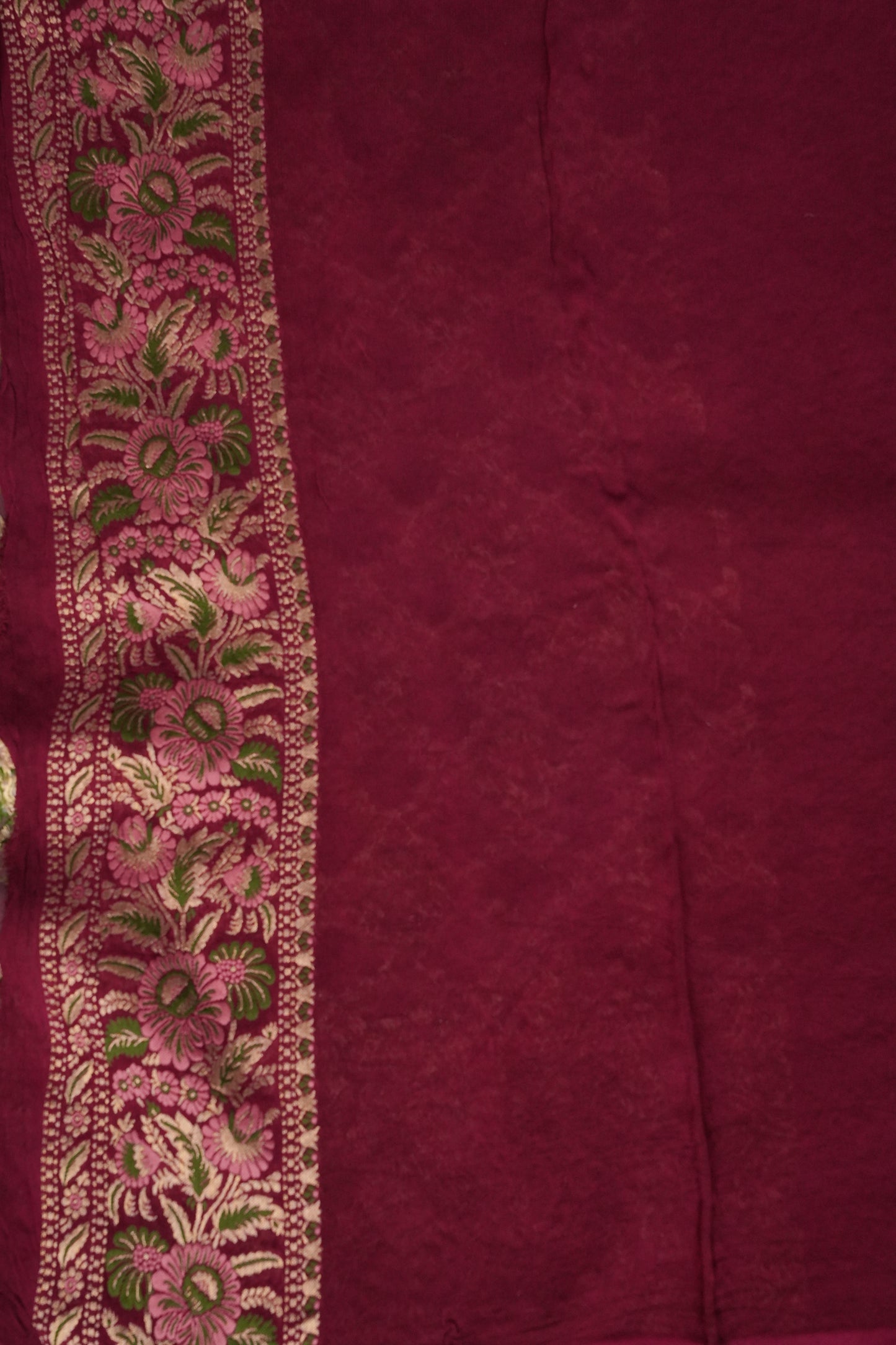Banarasi Georgette Silk Saree - Nude & Maroon