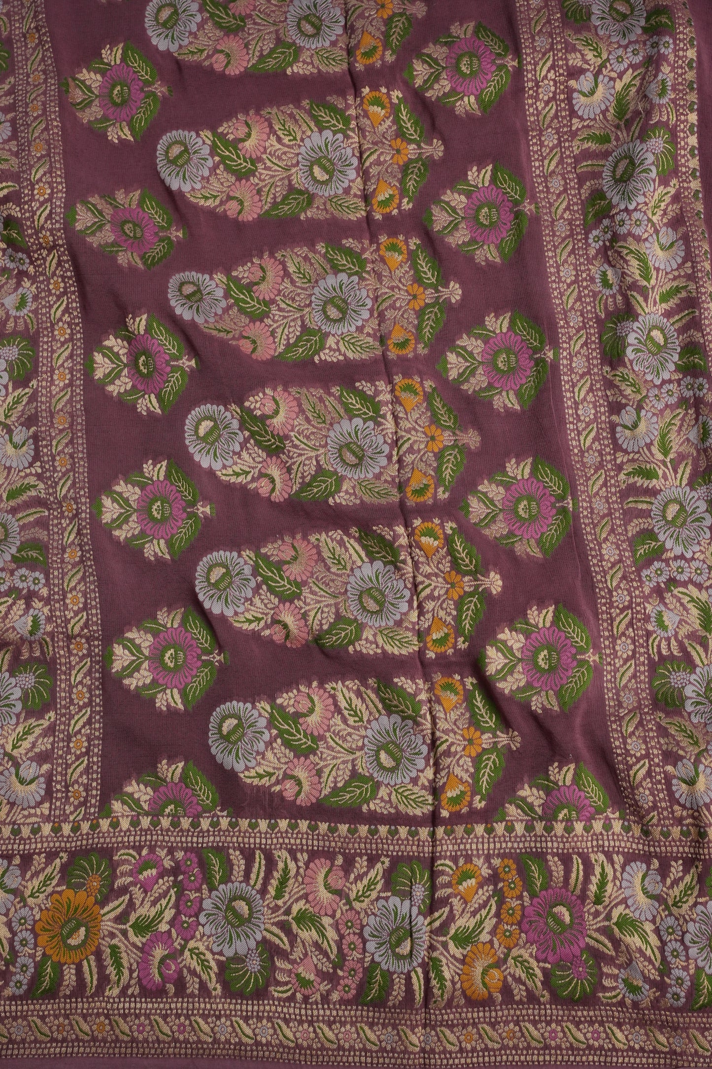 Banarasi Georgette Silk Saree - Black & Mauve Pink