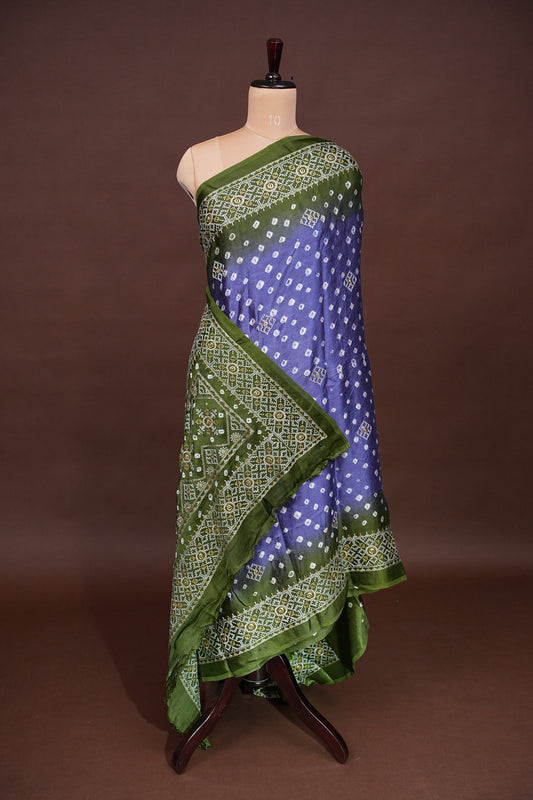 Pure Gajji Silk Bandhini Saree - Lavender