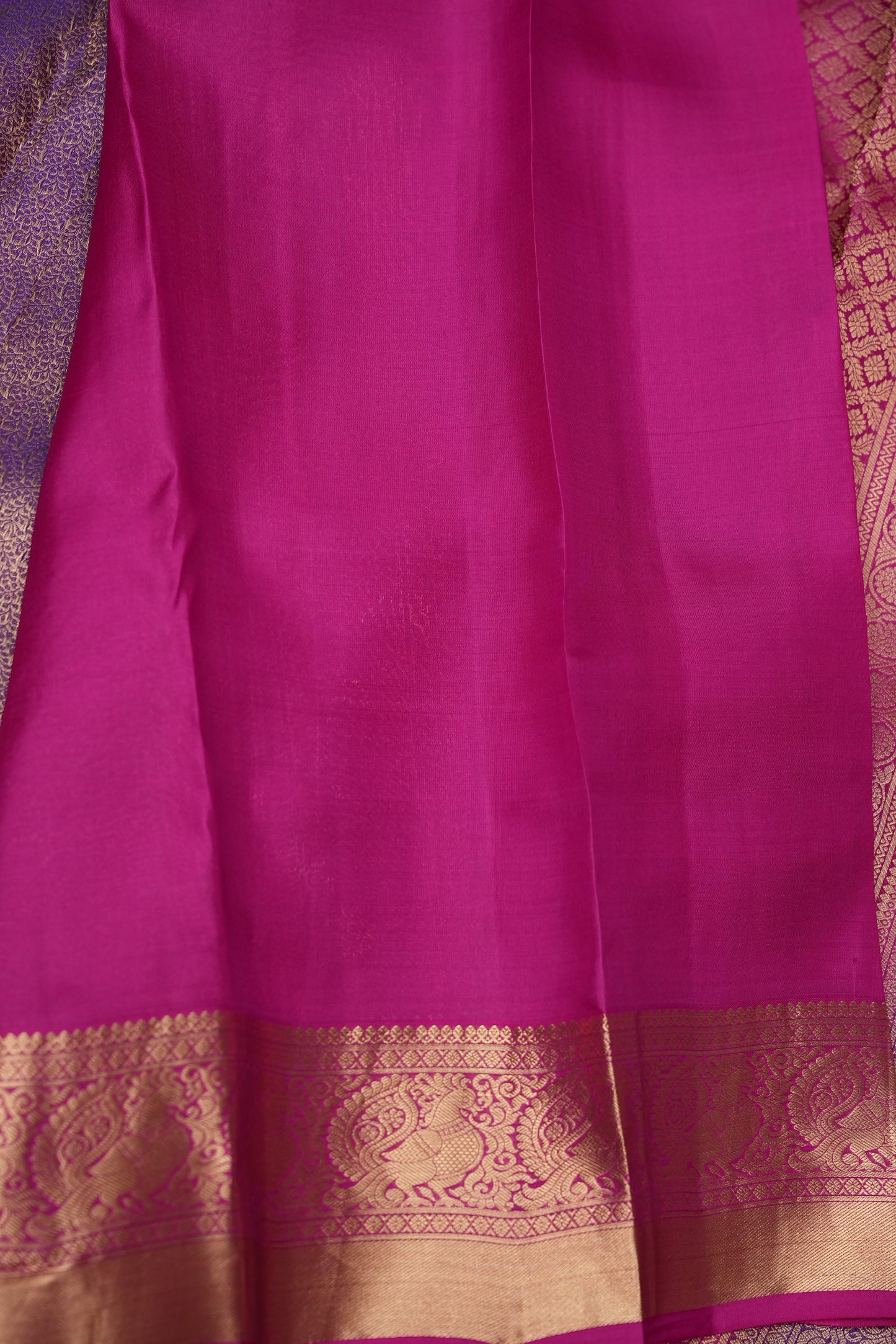Dual Tone Pink & Royal Purple Pure Kanchivaram Silk Saree with Rich Zari Weave|Silk Mark Certified