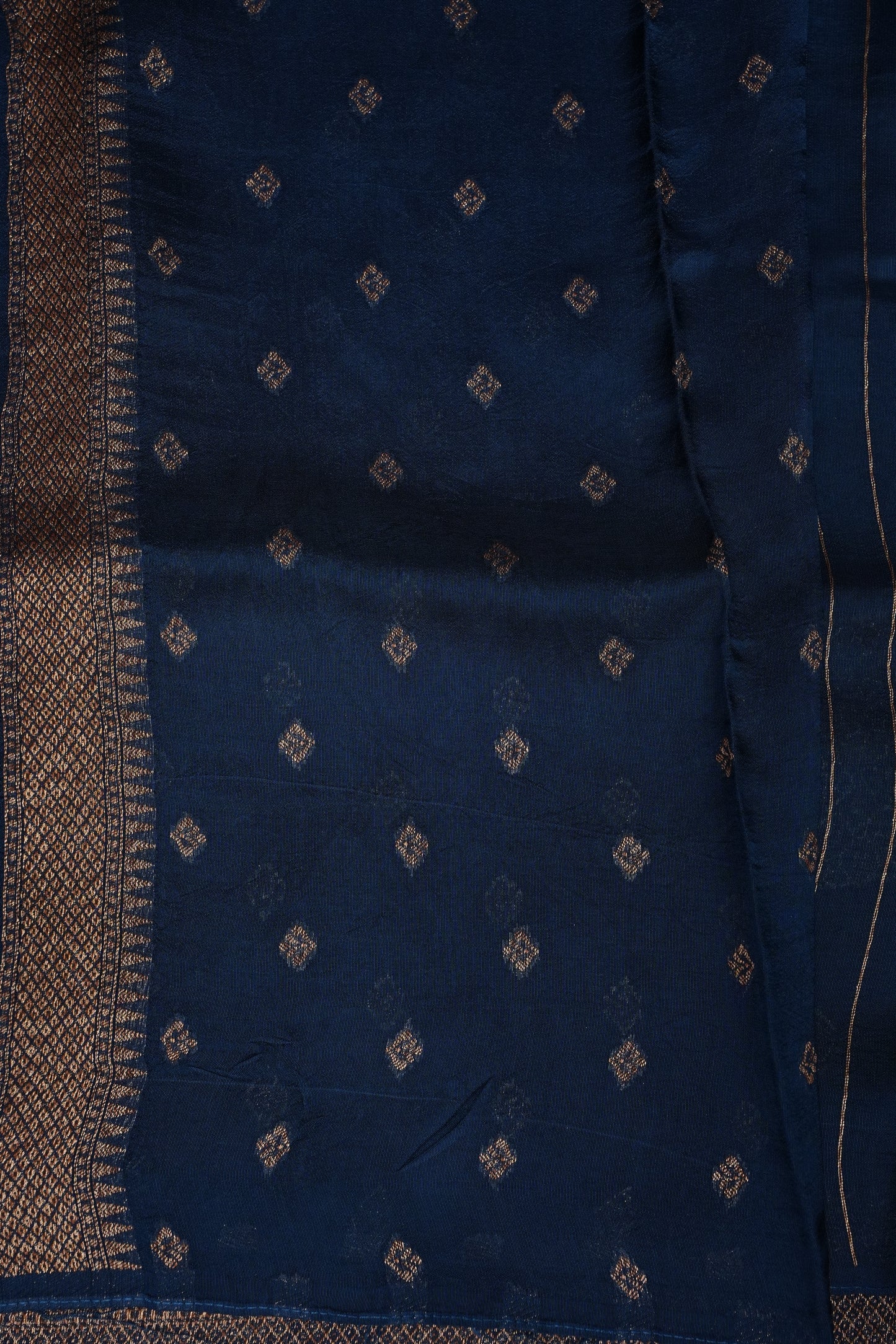 Teal Blue Tussar Raw Silk Saree with Gold Woven Elegance