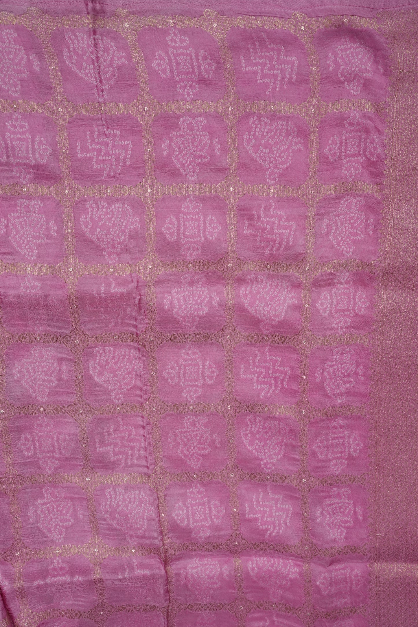 Pure Mellow Tissue Silk Saree with Bandhini Patterns - Ivory & Baby Pink