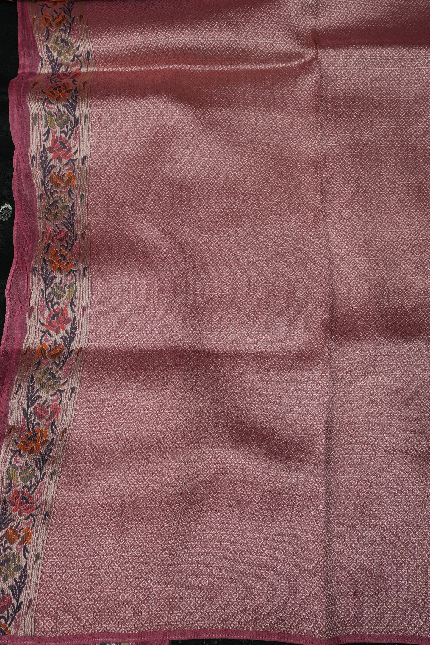 Tussar Banarasi Raw Silk Saree with Floral Paithani Weaves β Bottle Green