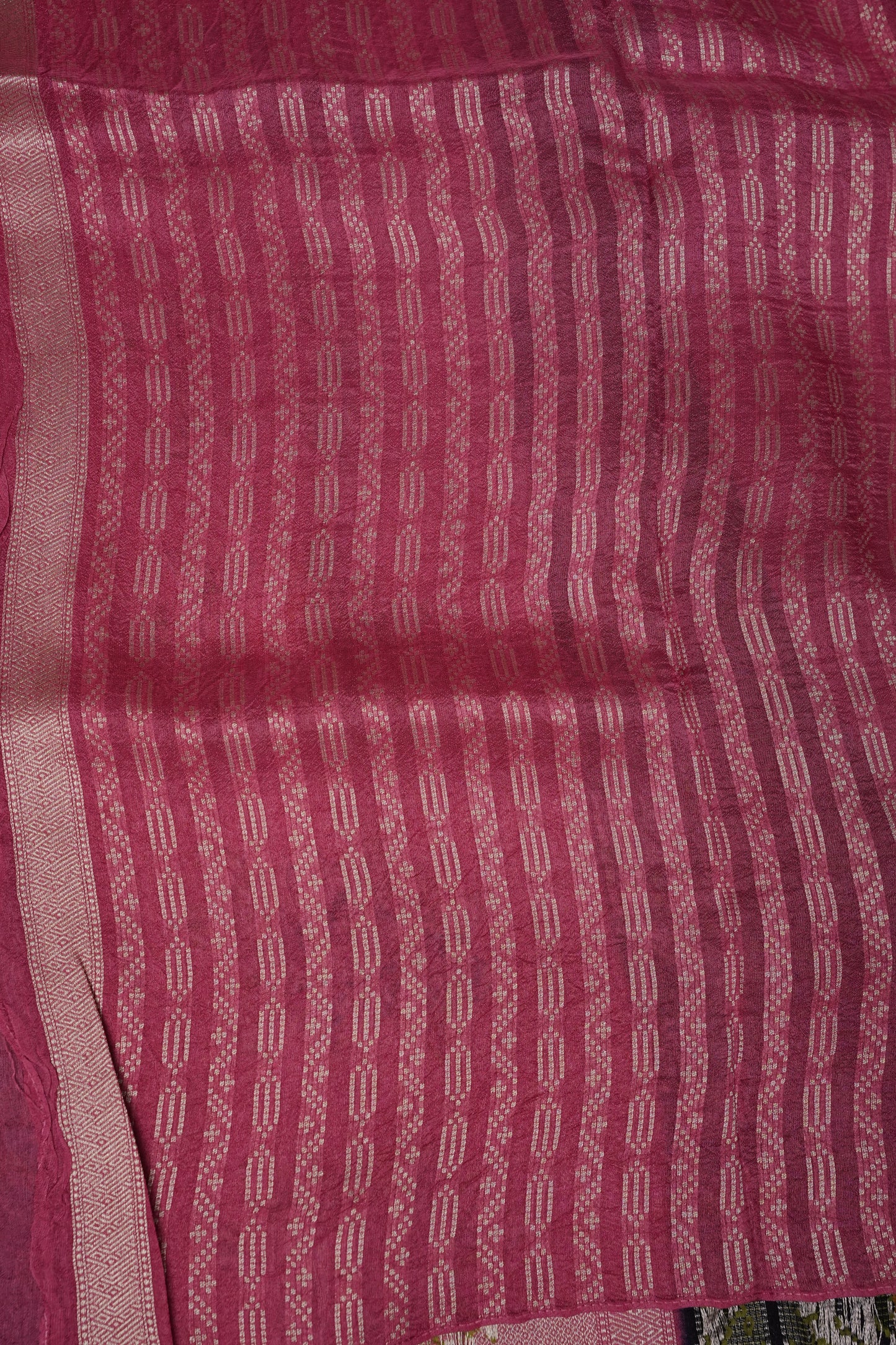 Tussar Banarasi Raw Silk Saree with Floral Paithani Weaves β Bottle Green & Pink