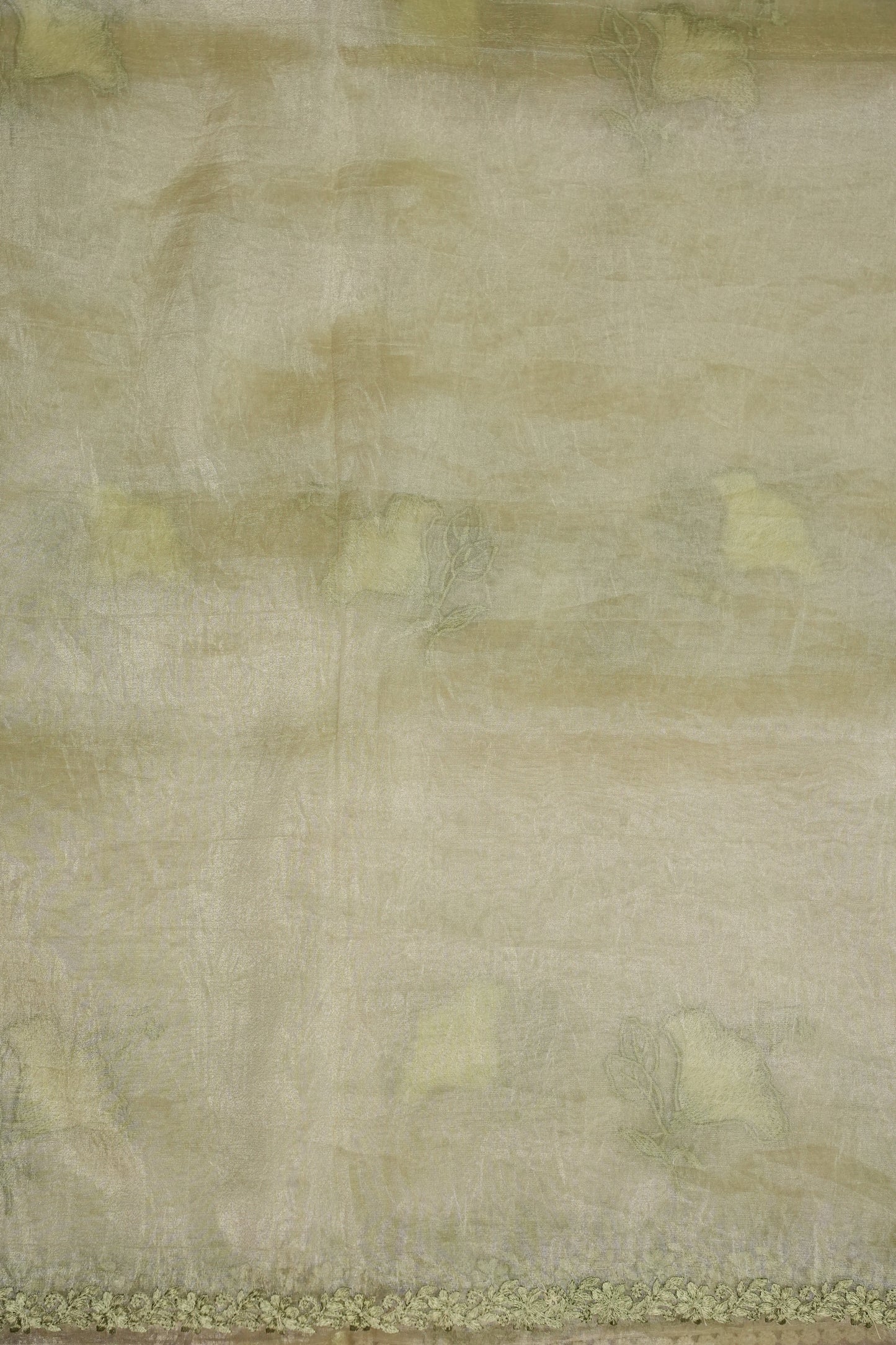 Soft Organza Saree with Floral Embroidery - Light Pistachio Green
