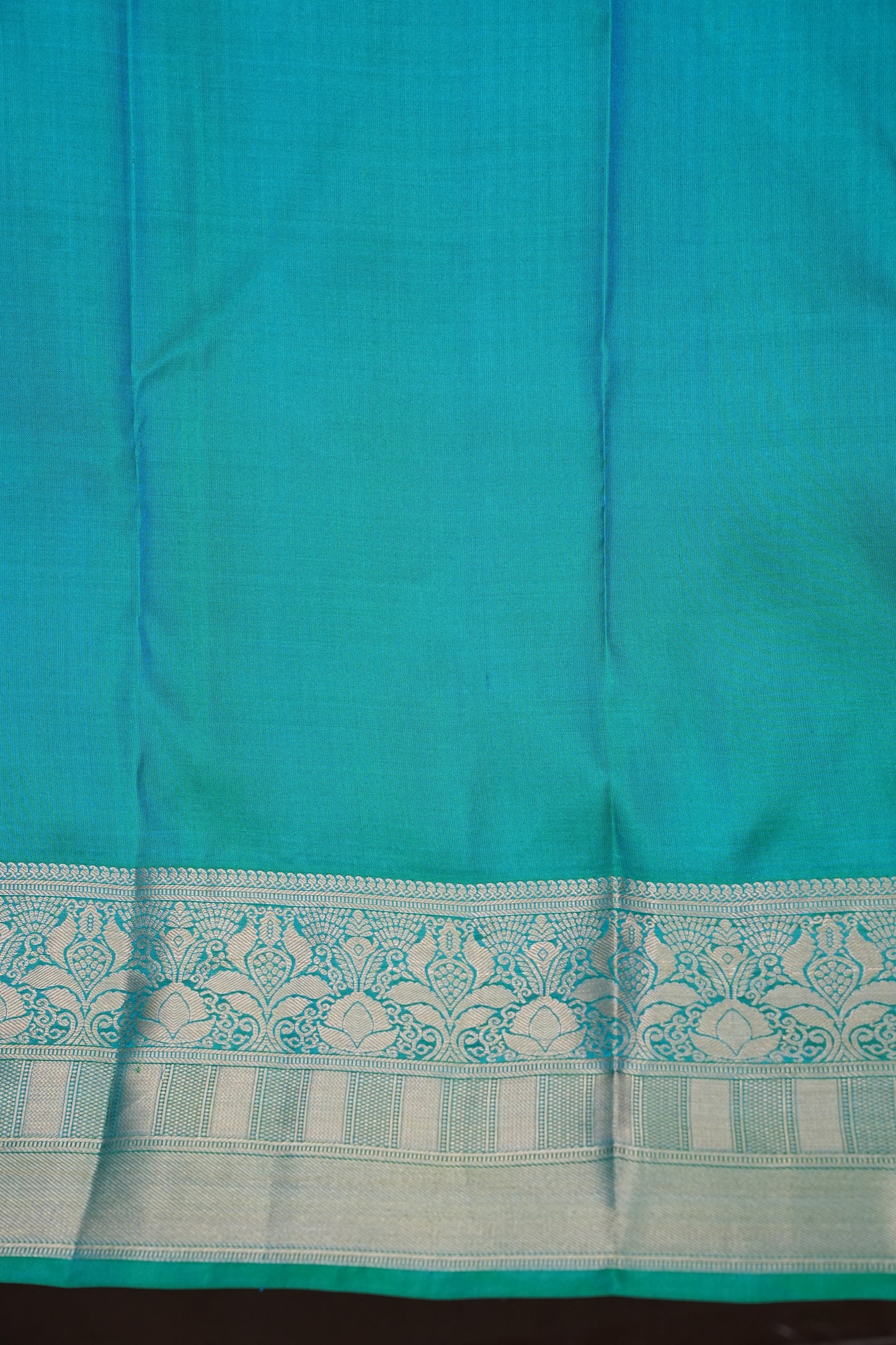 Teal Green Pure Kanchivaram Silk Saree with Antique Gold Zari Weave|Silk Mark Certified
