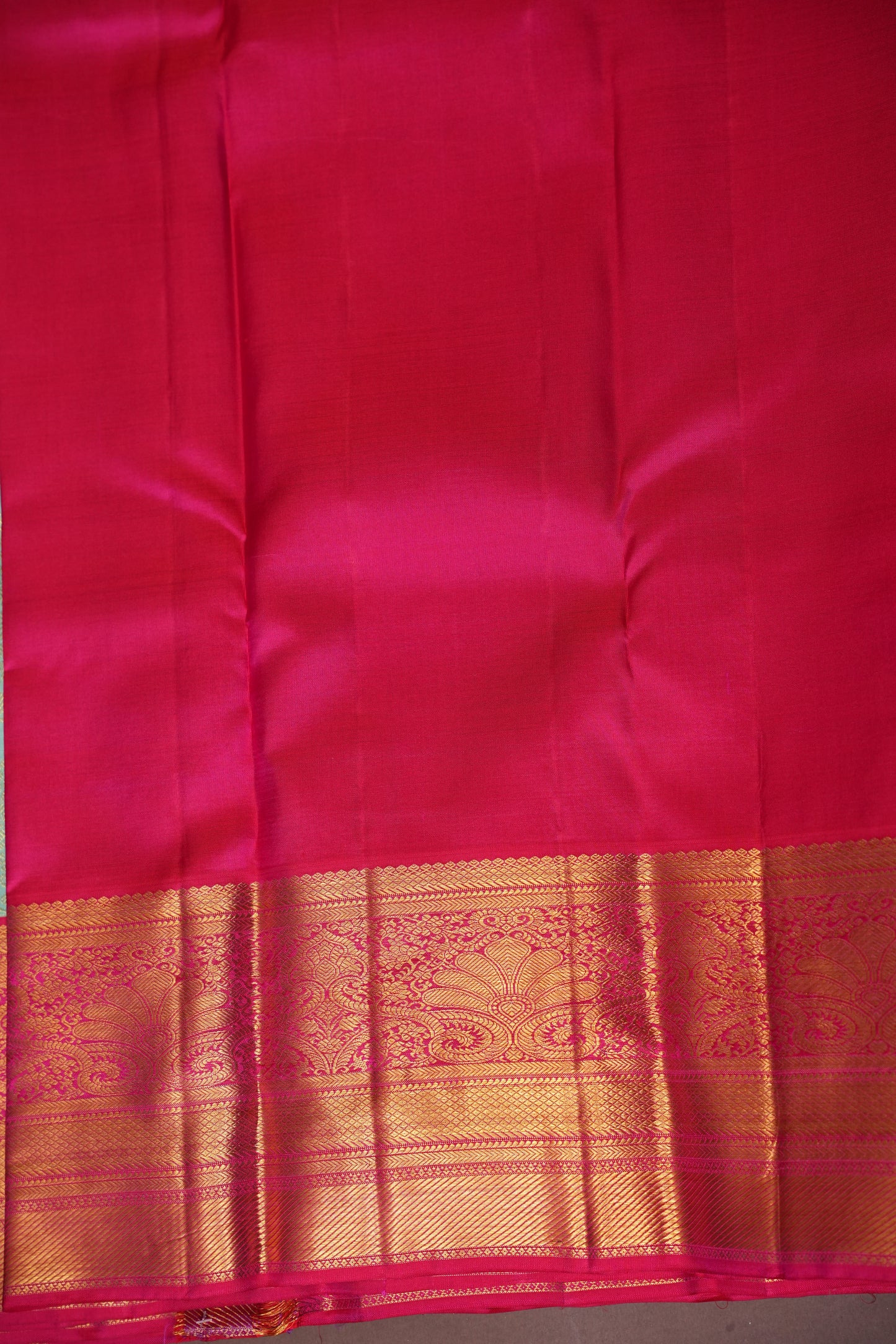 Coral Pink & Mint Green Kanchipuram Silk Saree with 2 gram gold Rich Zari Weaving|Silk Mark Certified