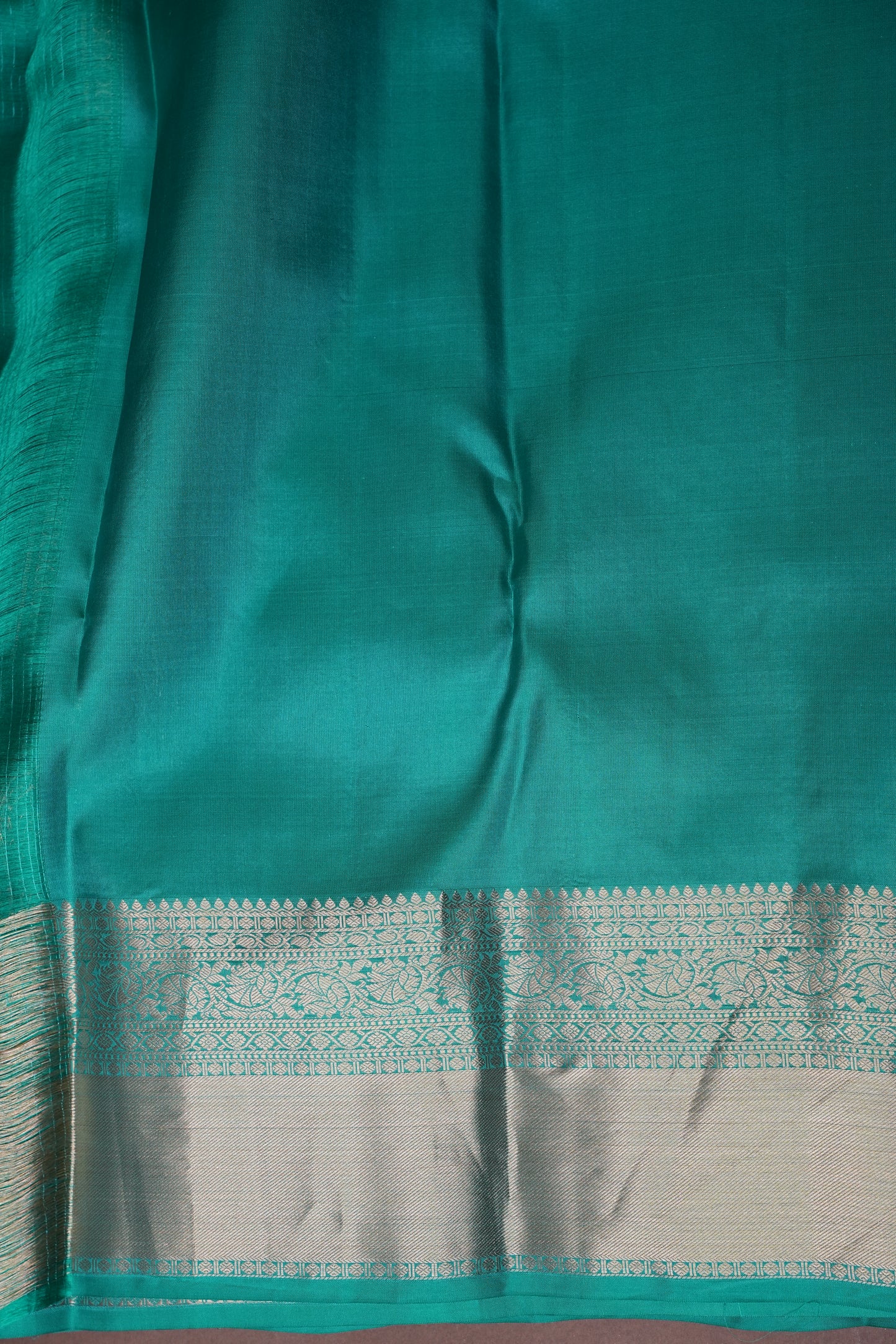 Aqua Green Pure Kanjivaram Silk Saree with Antique Gold Zari Weaving