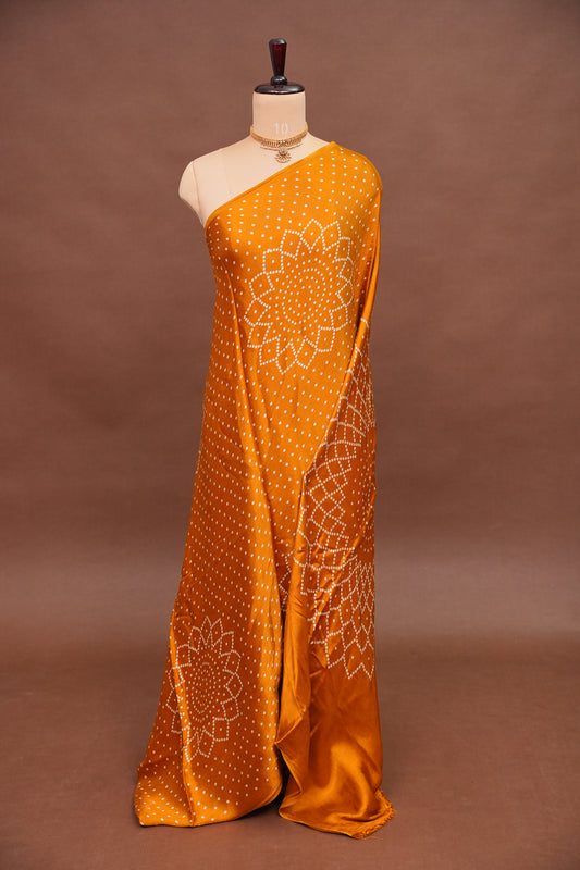 Gajji Silk Saree with Bandhani Prints - Mustard
