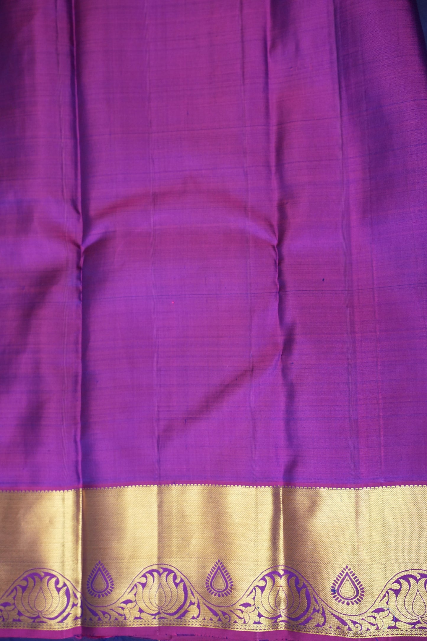 Royal Blue & Magenta Pure Kanchivaram Silk Saree with Rich Gold Zari Weave|Silk Mark Certified