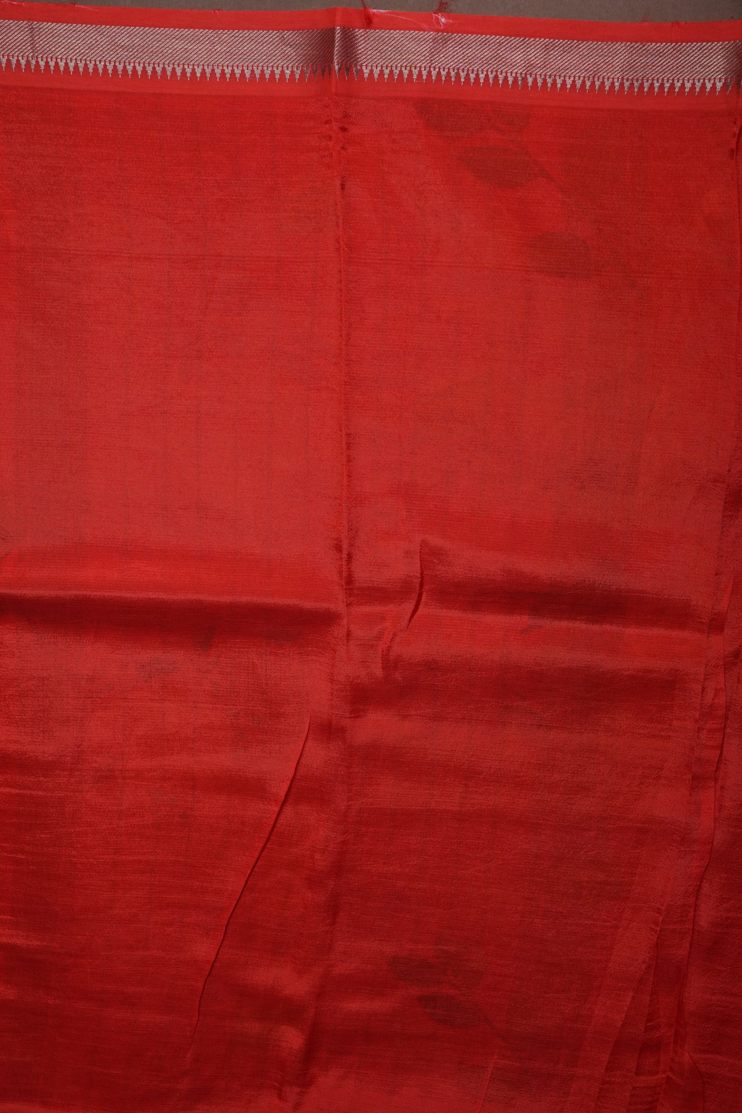 Mangalagiri Printed Silk Saree - Aqua Blue & Coral Orange