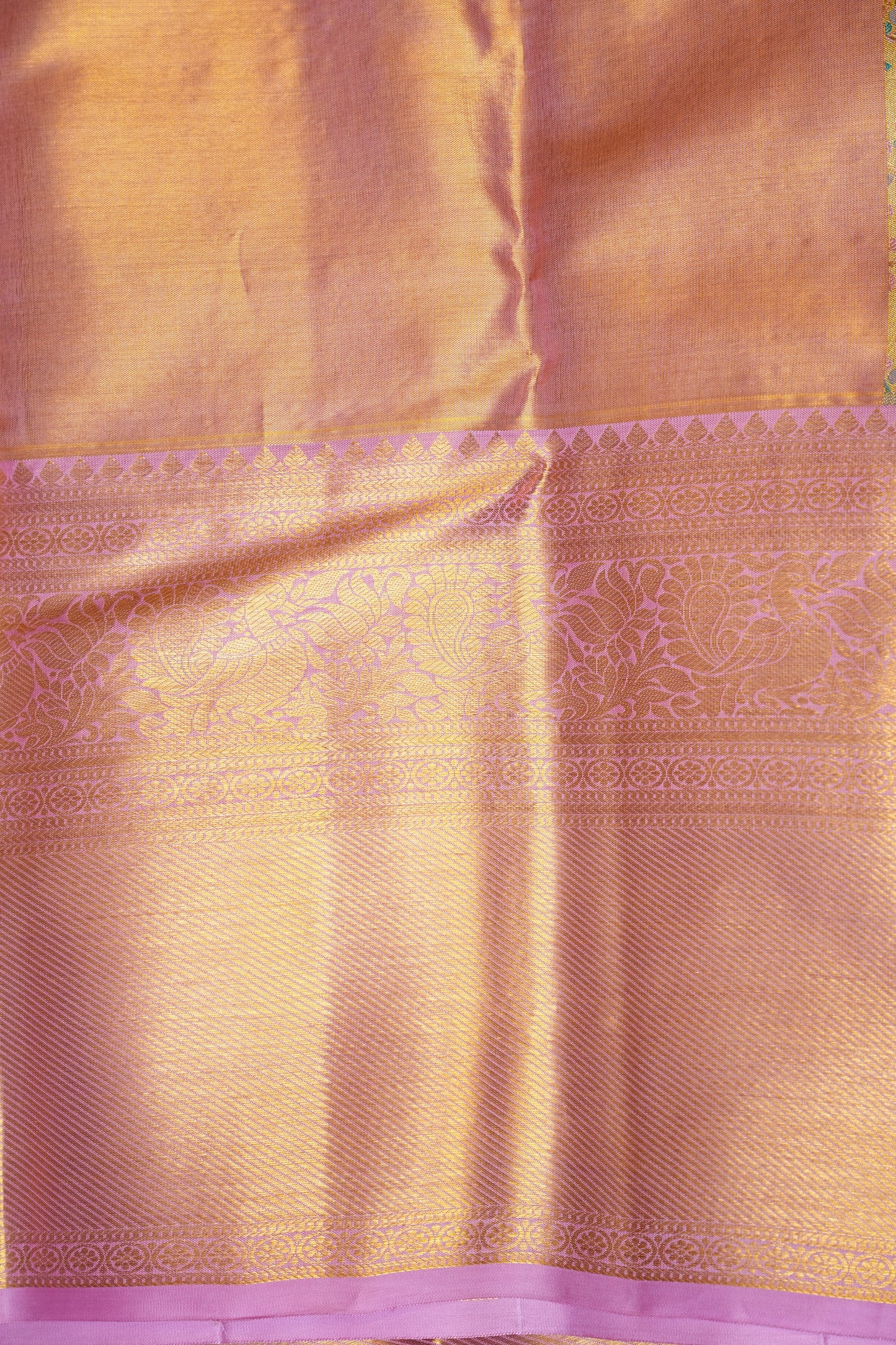 Beige Gold & Baby Pink Pure Tissue Kanchipuram Silk Saree|Silk Mark Certified