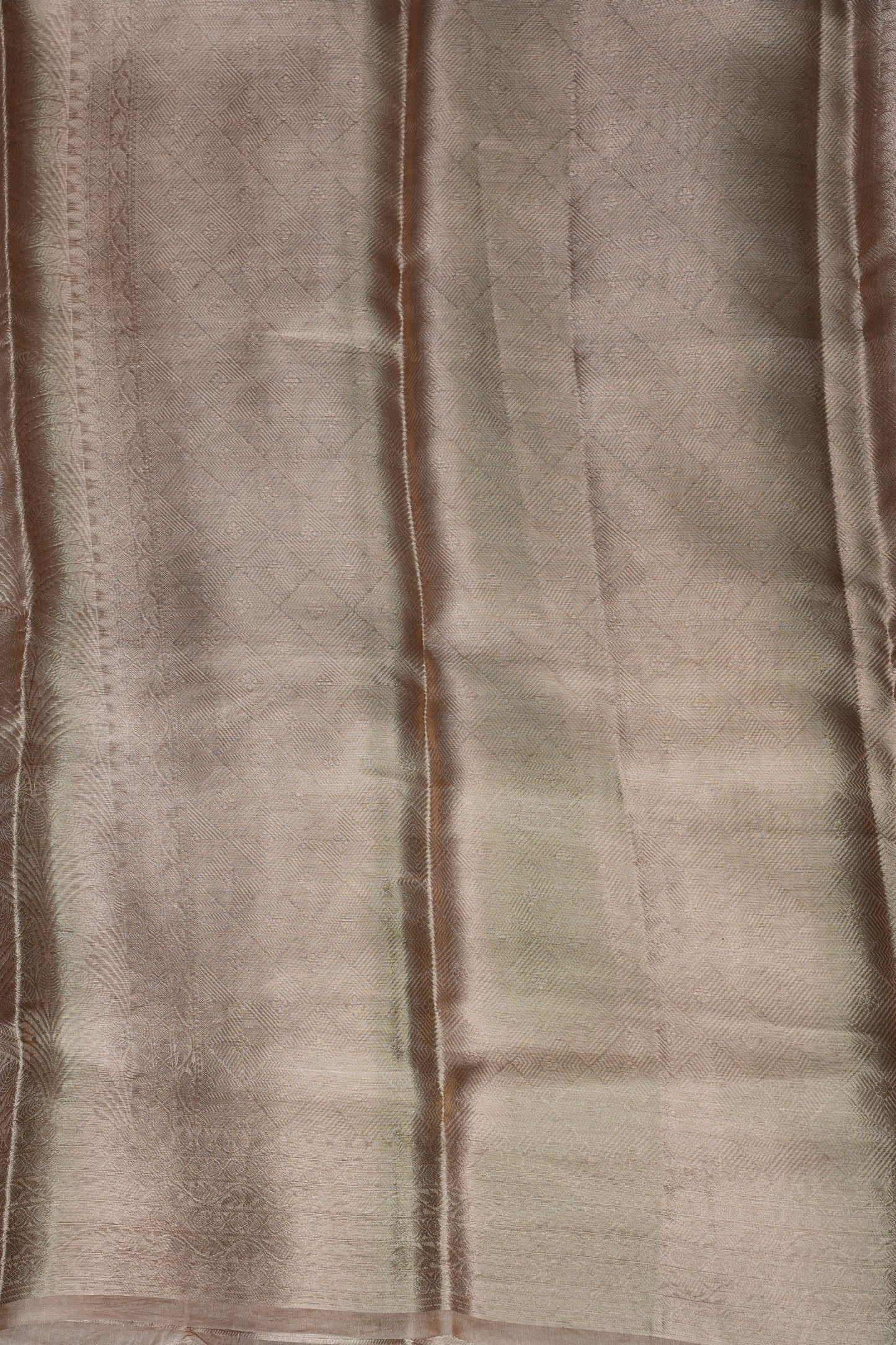 Pure Organza Tissue Banarasi Silk Saree – Champagne Gold | Silk Mark Certified