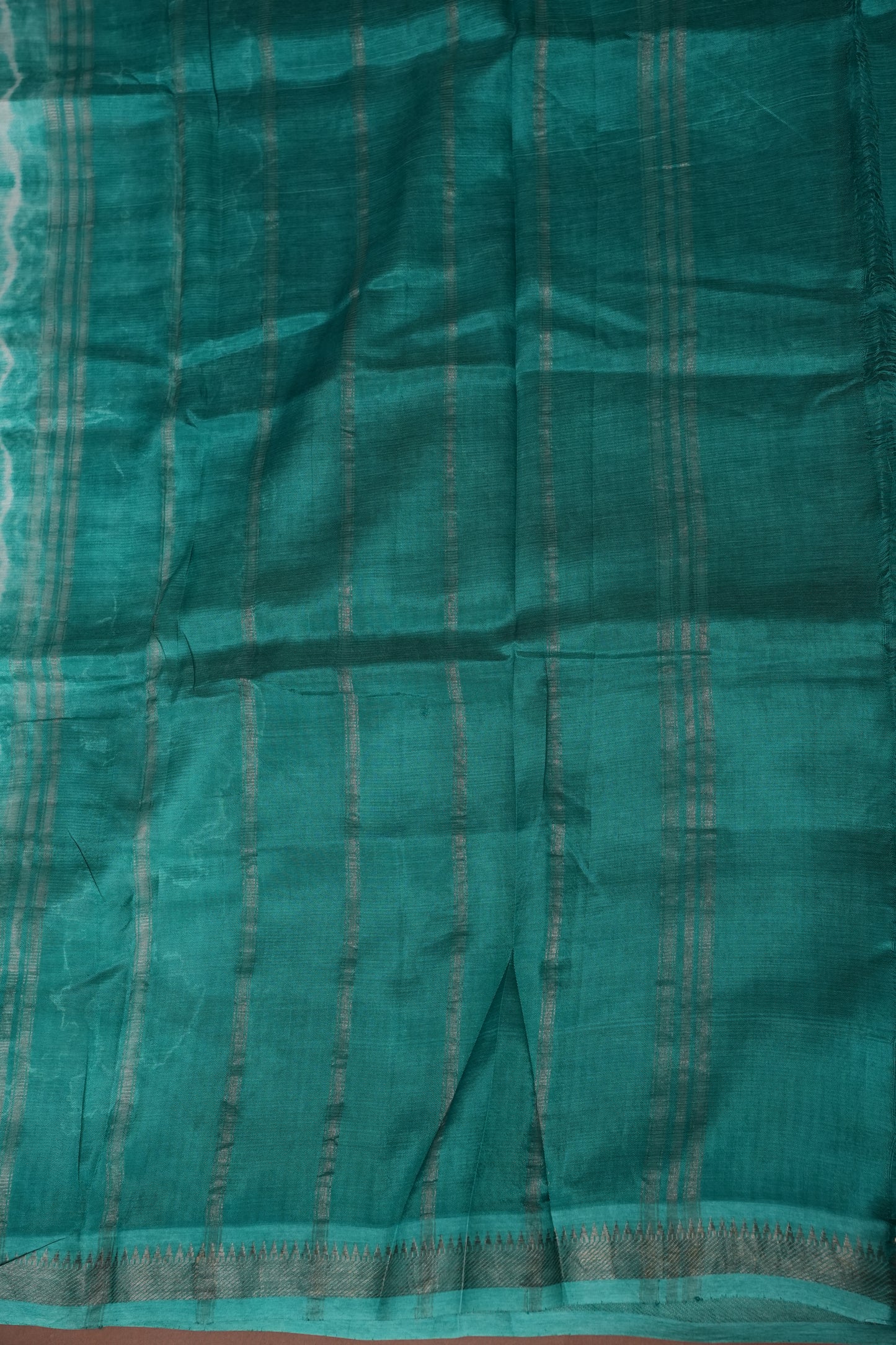 Mangalagiri Silk Shibori Tie & Dye Saree - Aqua Teal