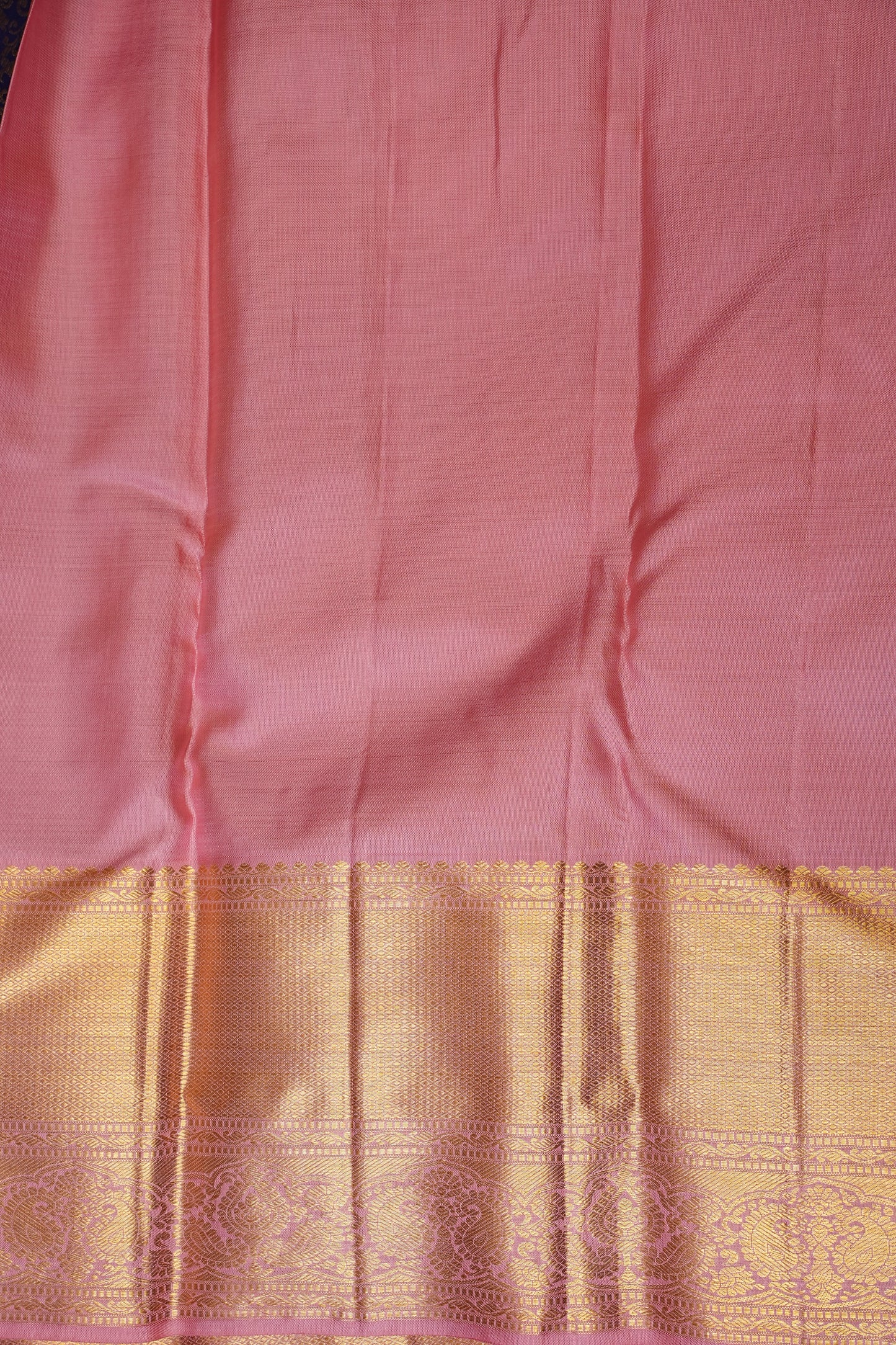 Navy Blue & Blush Pink Pure Kanchivaram Silk Saree with Rich 2 Gram Gold Zari Weave|Silk Mark Certified