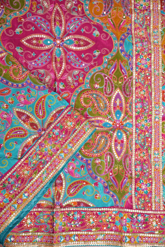 Multicolour Paisley and floral motifs Designer Party Wear Saree