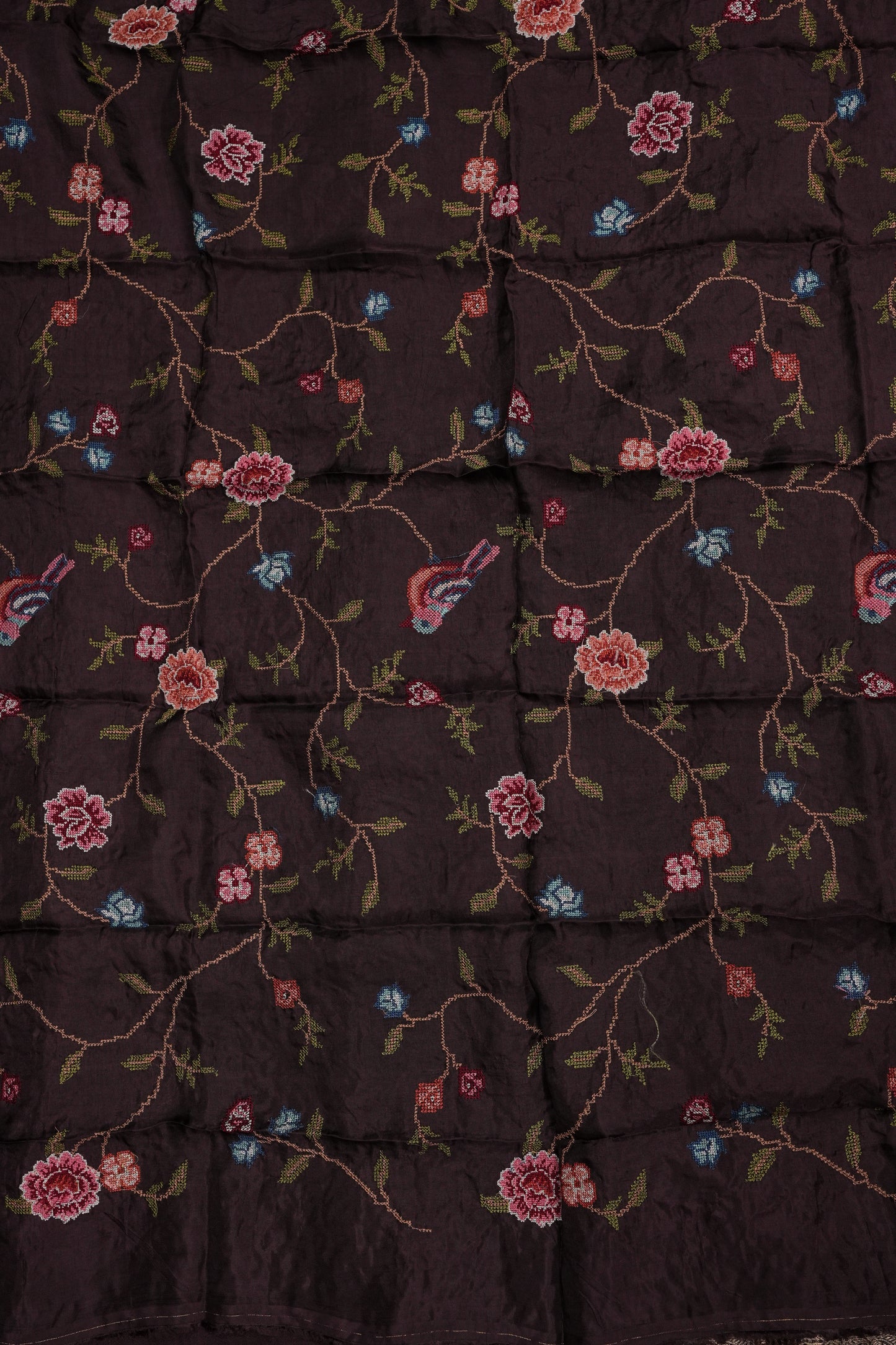Crepe Silk Coffee Color with Embroidered Blouse