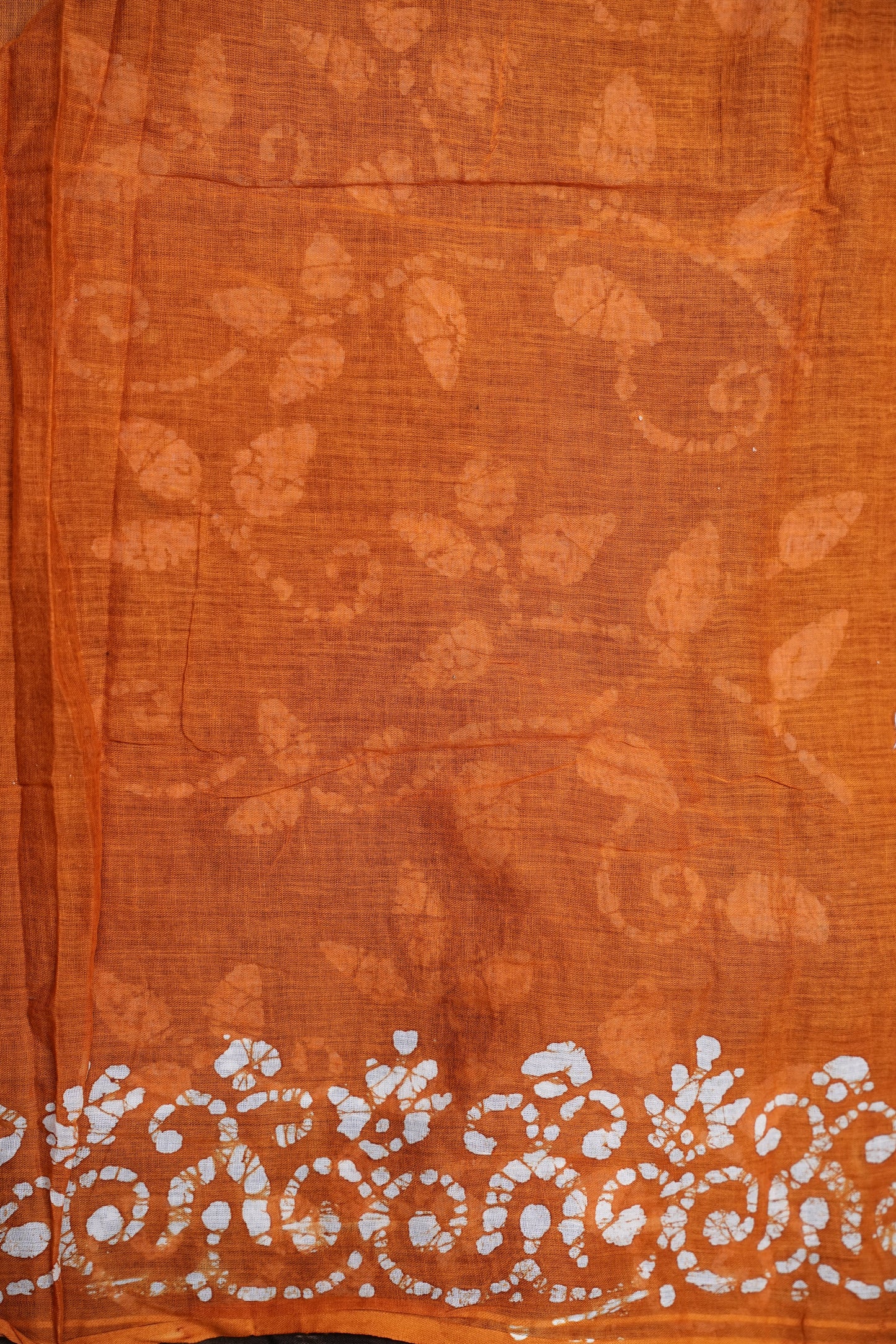 Batik Printed Mulmul Cotton Saree - Brown