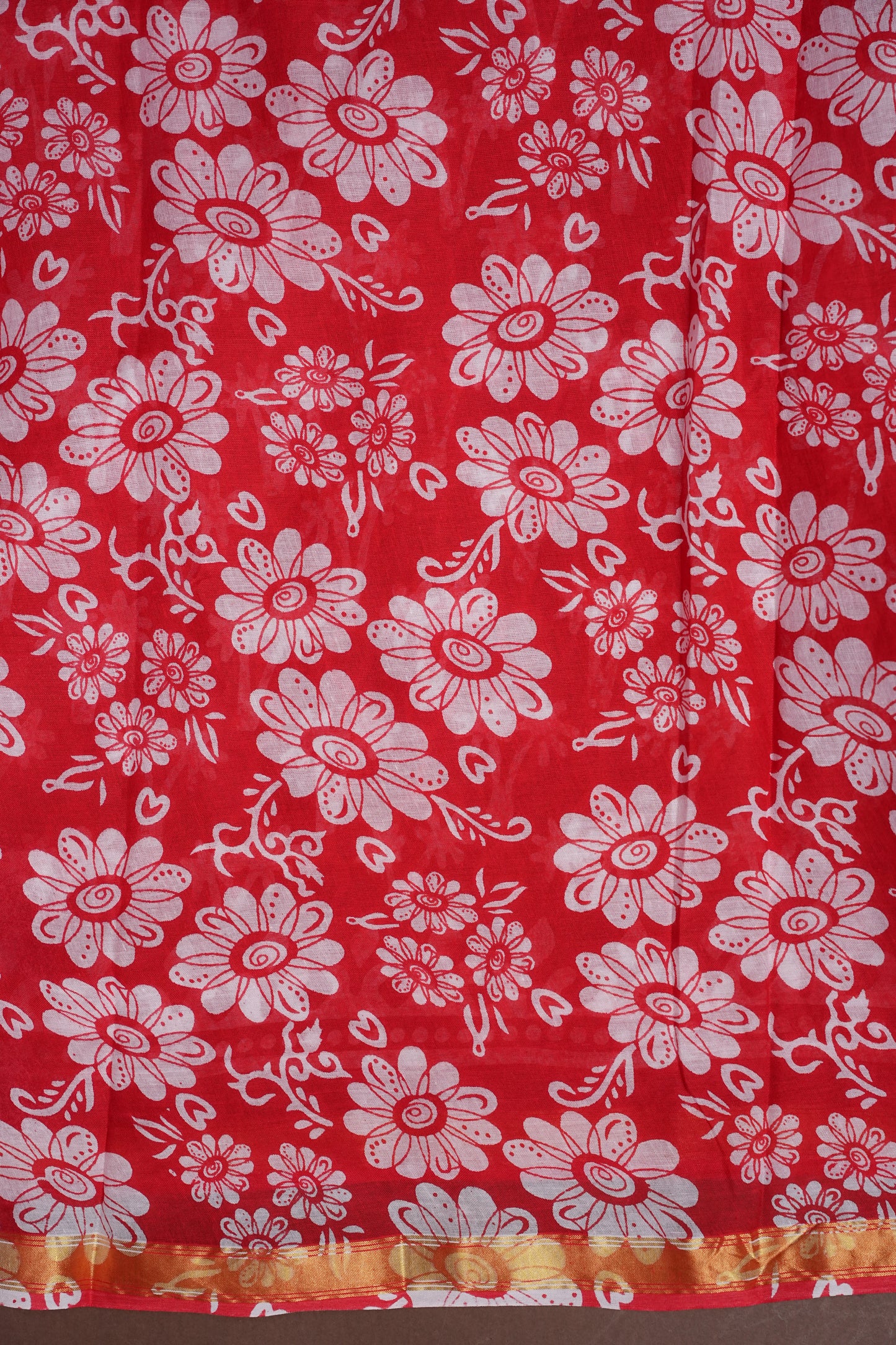 Mul Mul Cotton Ajrak Print Saree - Red