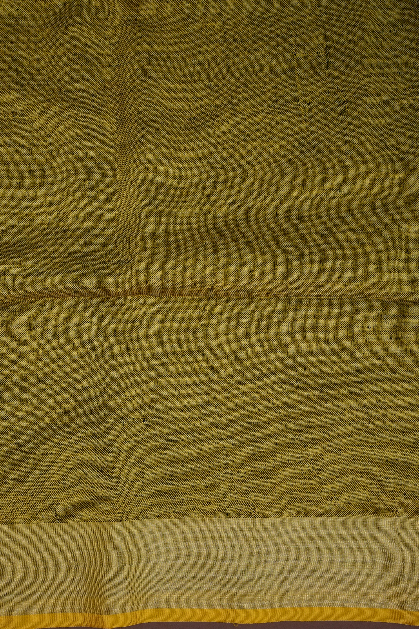 Pure Linen Saree with Tassles - Navy Blue & Mustard Yellow