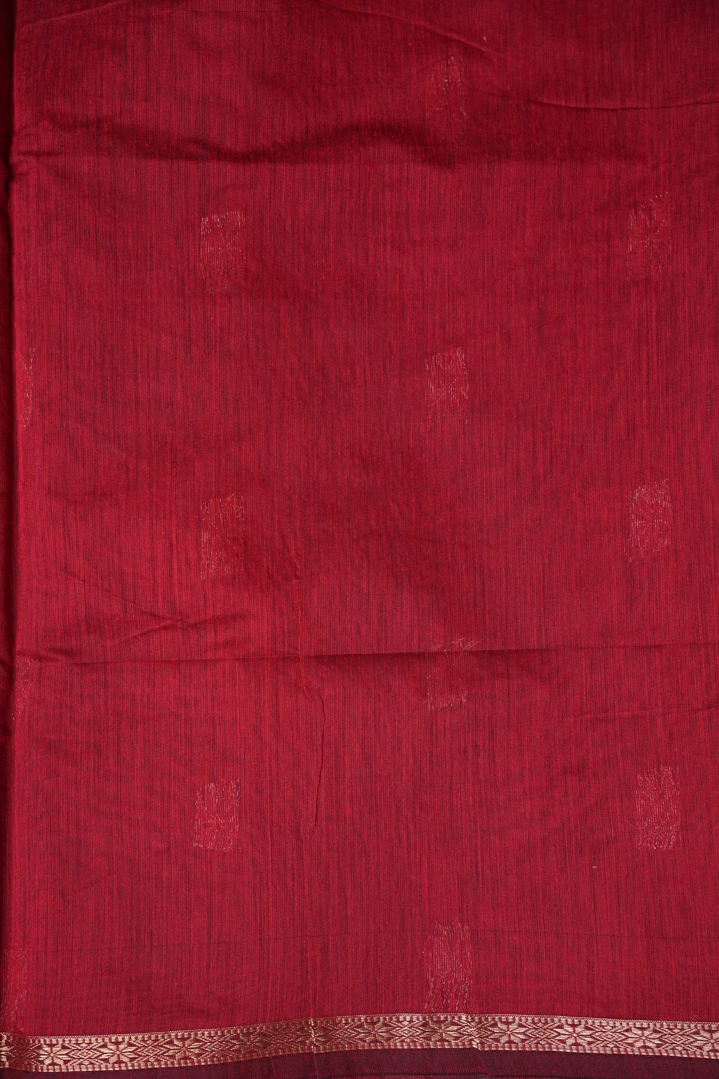 Maheshwari Silk Cotton Saree - Bottle Green & Red