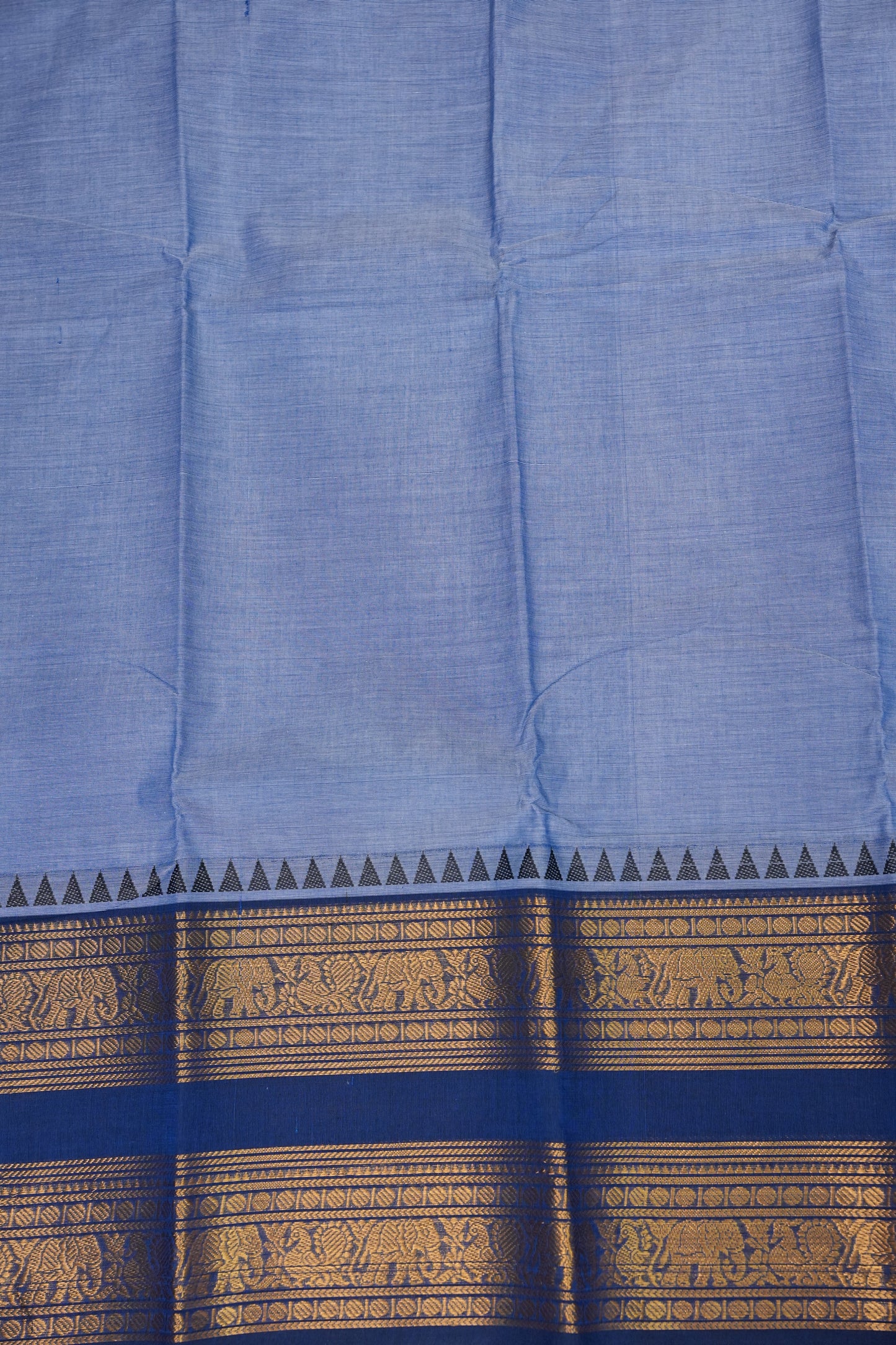 Kanchi Cotton Sarees - Bluish Grey & Blue