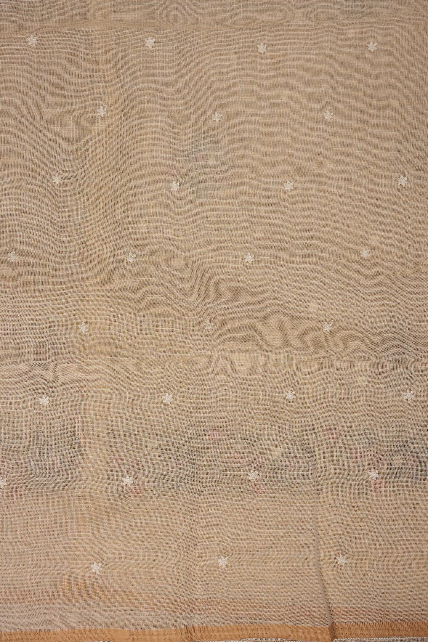 Embroidered Jute Linen Saree - Half White
