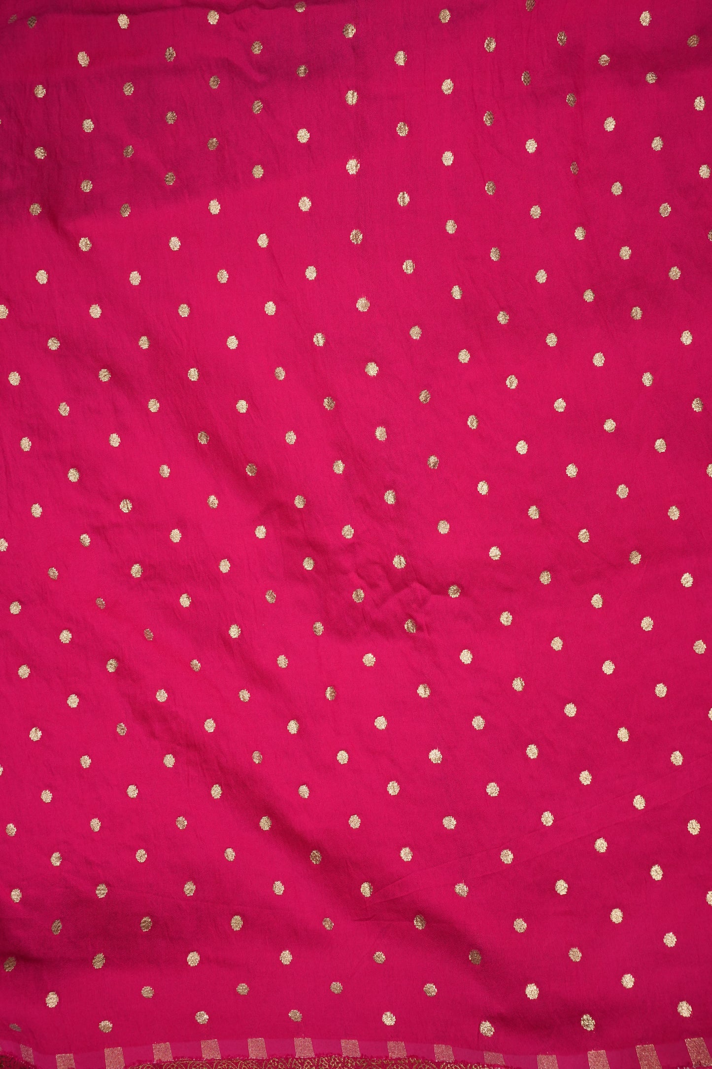 Rani Pink Crepe silk saree with French knot work