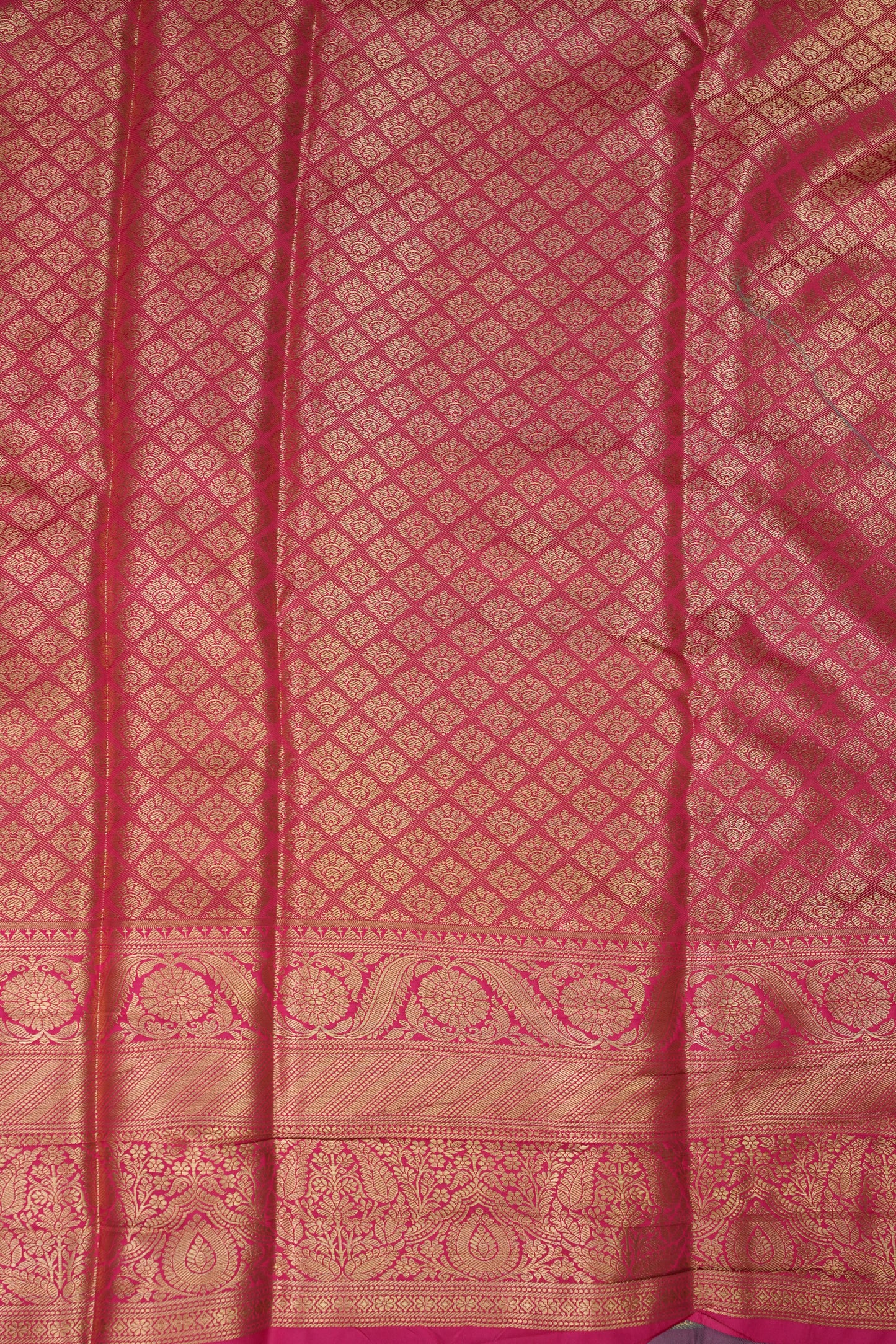 Mint Green Semi Silk Saree with Pink Zari Border