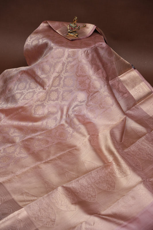 Pastel Nude Shade Pure Kanchipuram Silk Saree|Silk Mark Certified