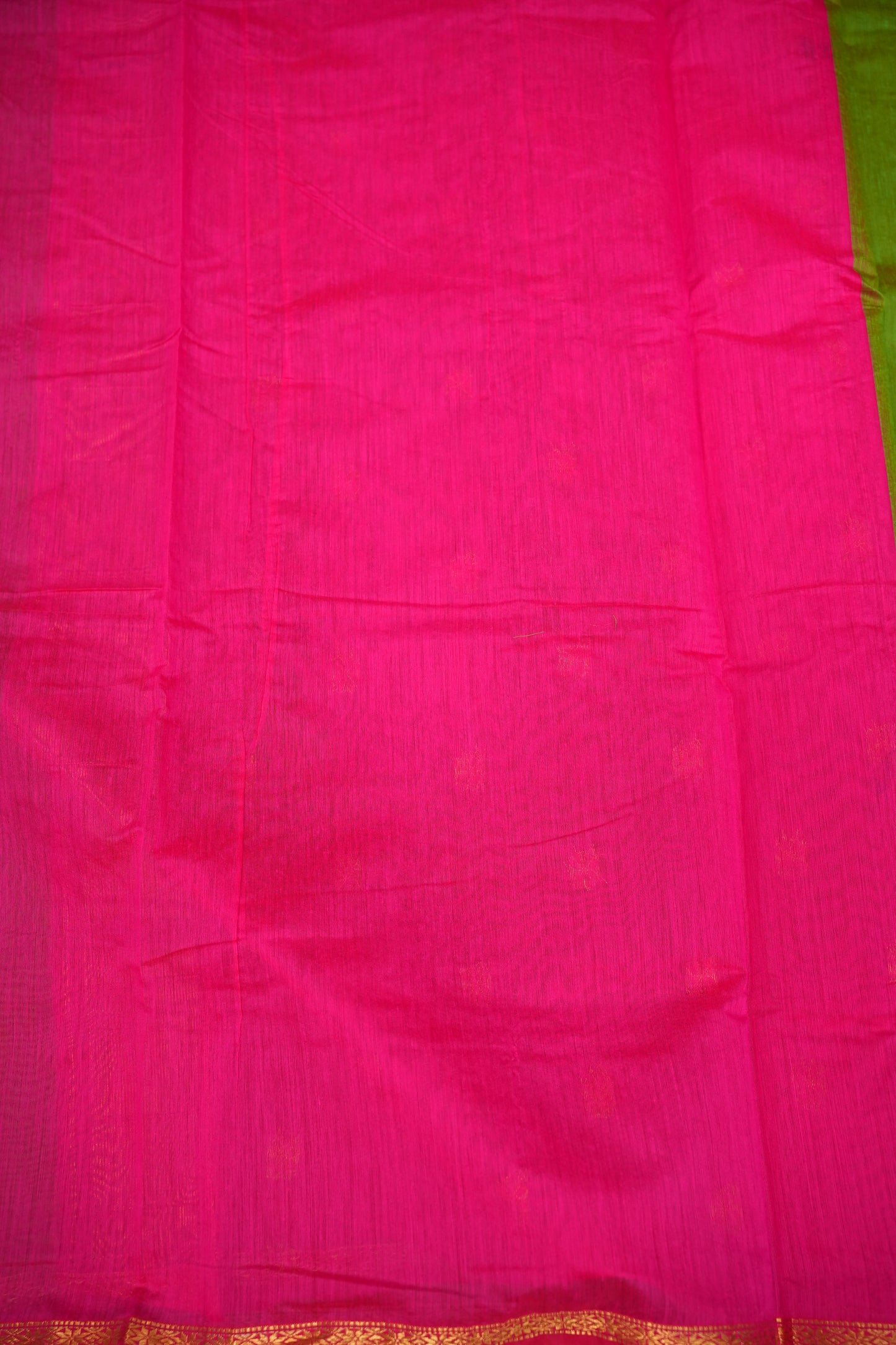 Maheshwari Silk Cotton Saree | Green With Pink