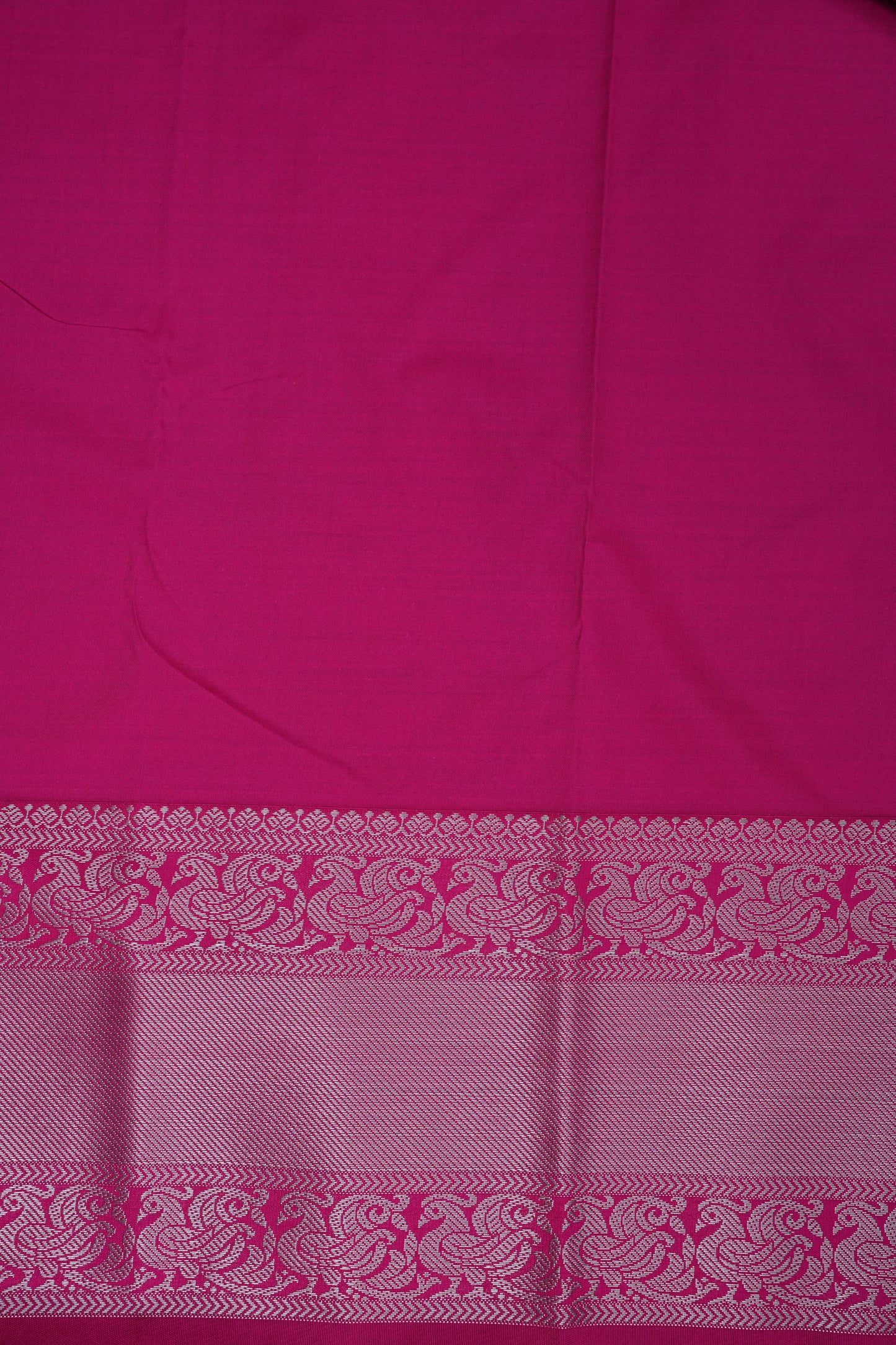 Checkered Semi Silk Saree - Wine with Pink Korvai Border