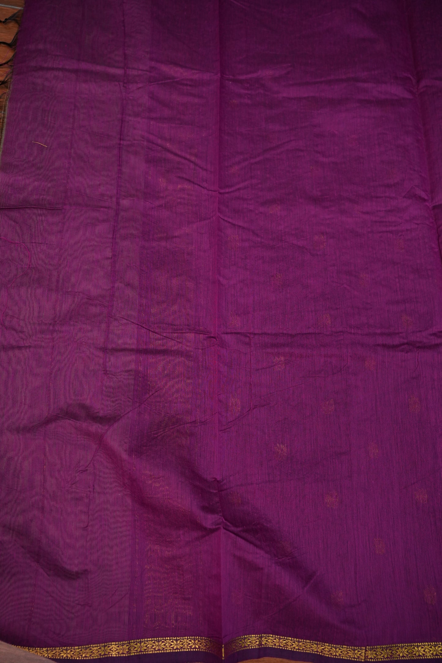 Maheshwari Silk Cotton Saree | Beige with Purple