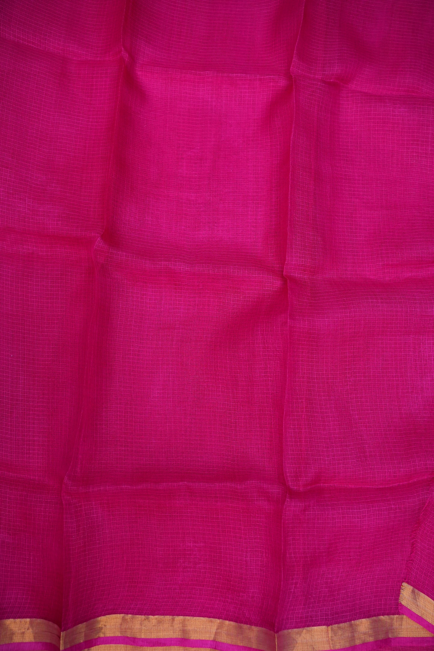 Silk Kota Plain Saree - Hot Pink