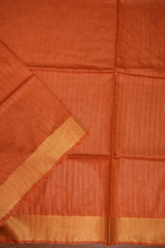 Semi Tussar Staple Saree – Rust