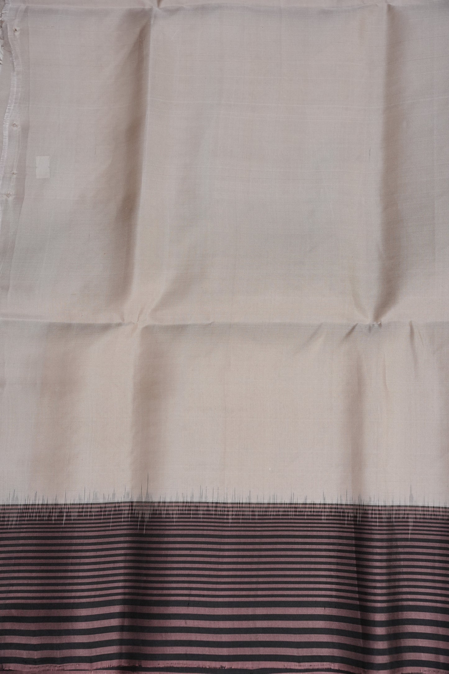 Pure Soft Silk Saree - Half White with Black