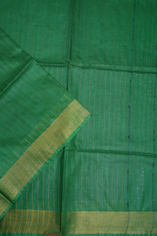 Semi Tussar Staple Saree – Sage Green