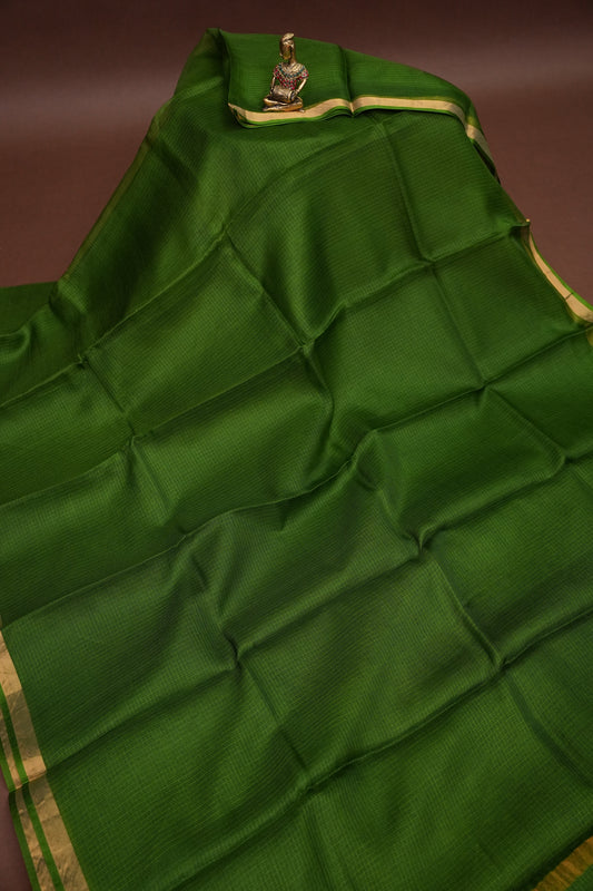 Silk Kota Plain Saree - Green