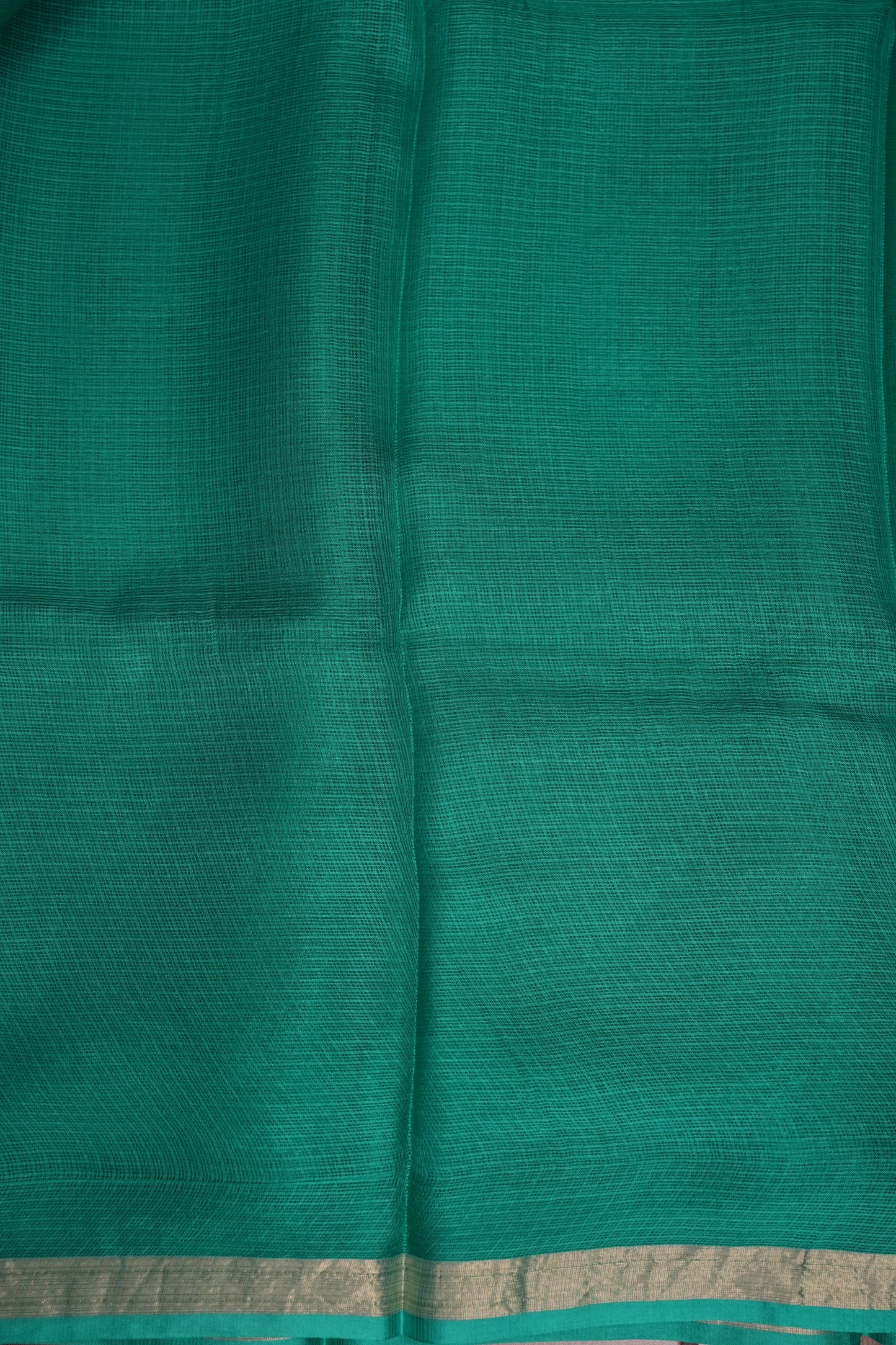 Silk Kota Plain Saree - Turquoise Green