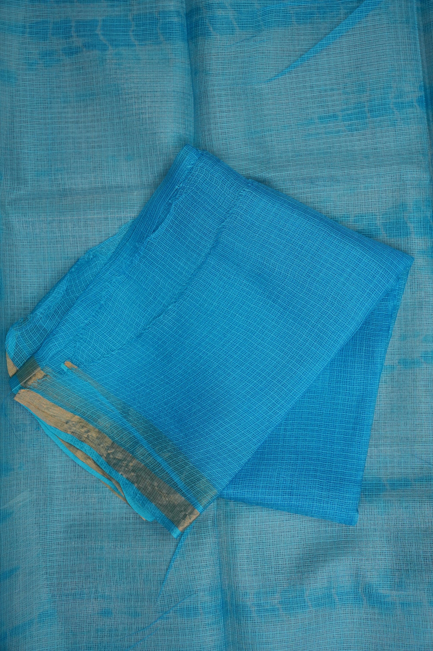 Silk Kota Shibori Tie & Dye Saree - Blue and white