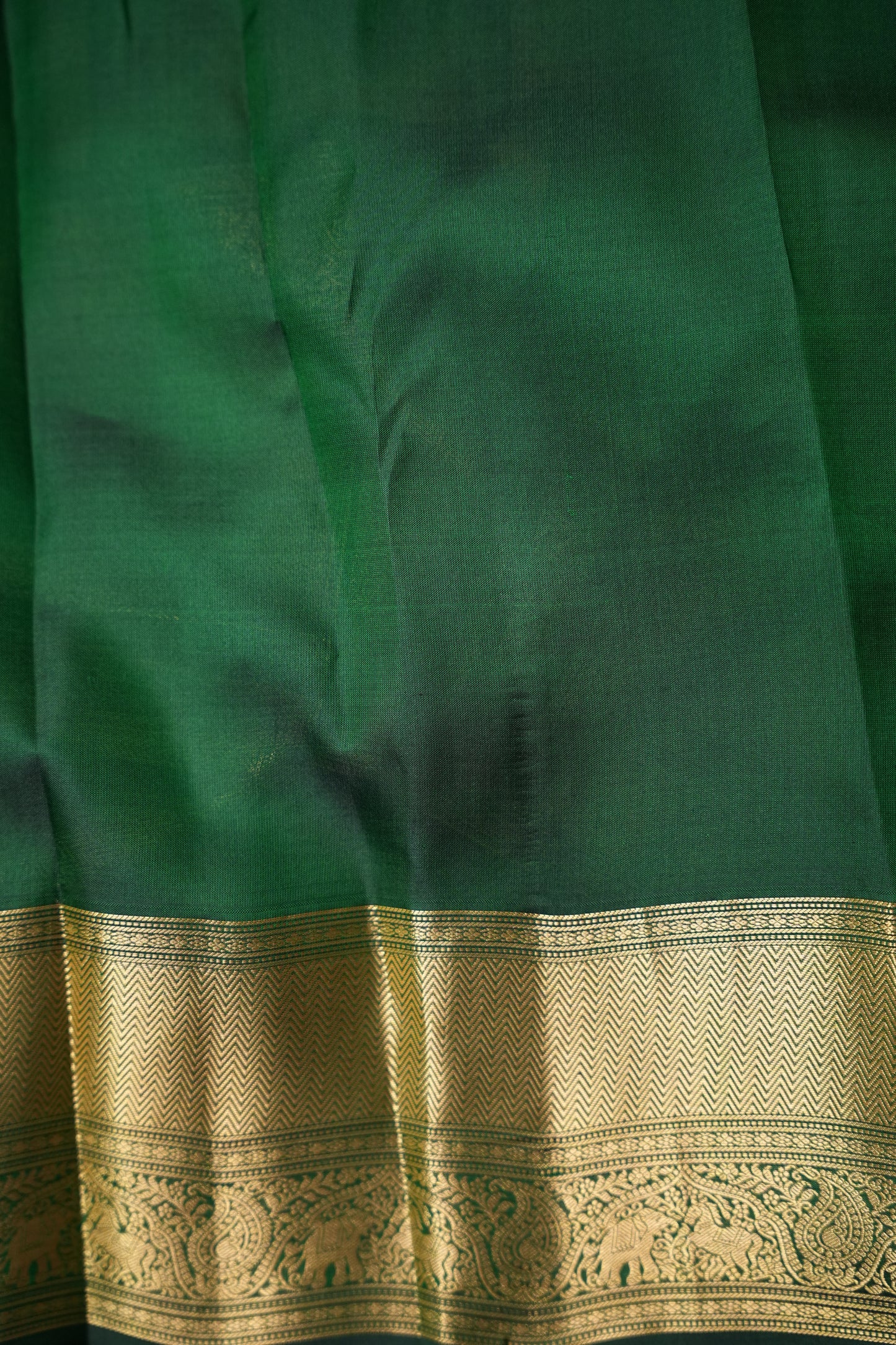 Olive Green Pure Kanchipuram Silk Saree with Brocade Zari Weaving | Silk Mark Certified