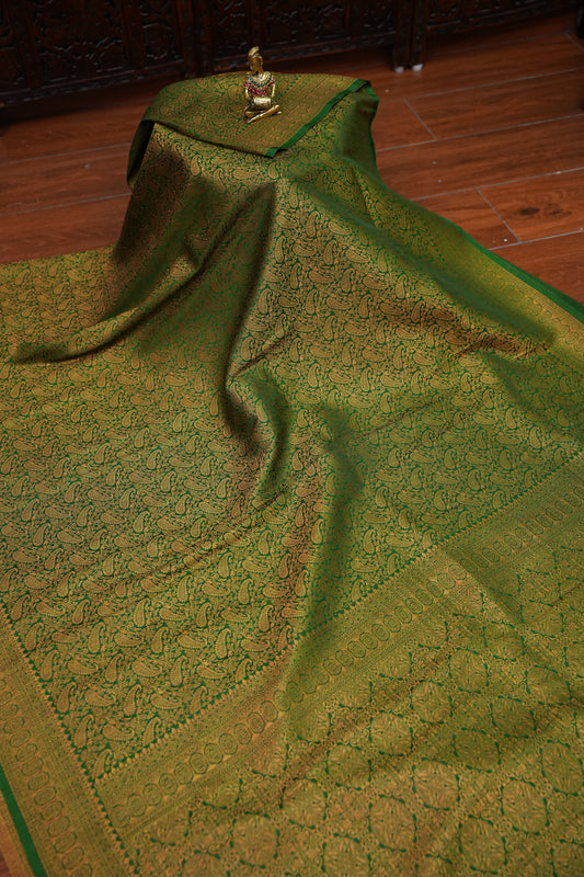 Soft Banarasi Semi Silk Full Brocade Saree – Green