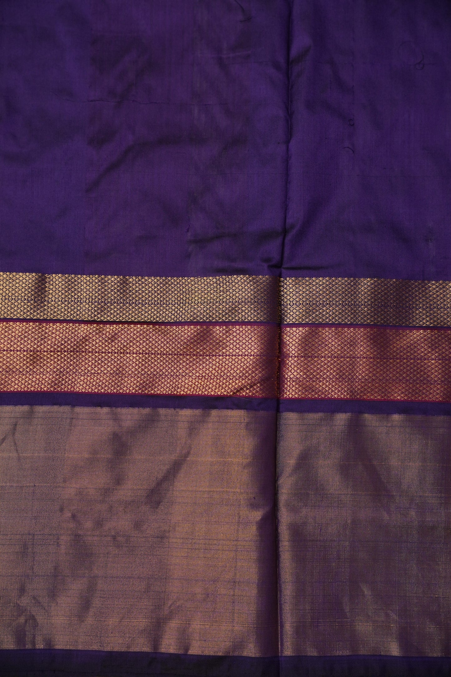 Pure Ikkat Soft Silk Saree - Ivory & Deep Purple
