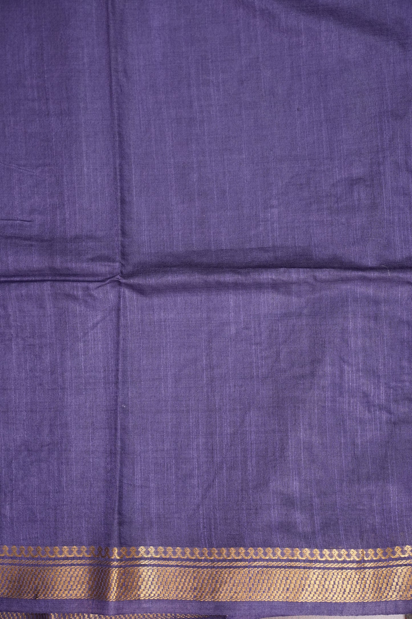 Hand Embroidery Pure Linen Silk Saree With Gold Zari Border - Smoky Lavender Purple