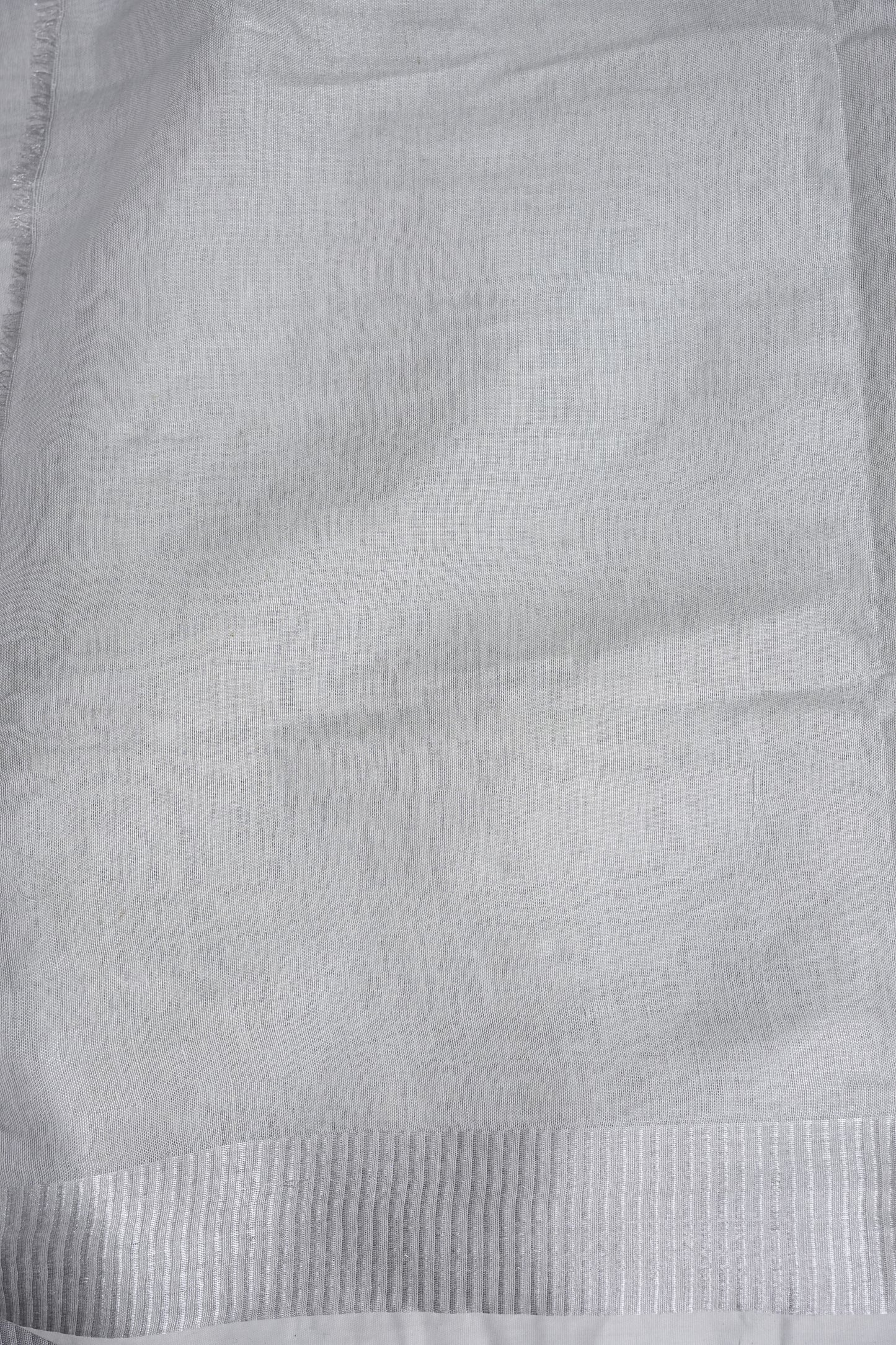 Hand Embroidered Pure Tissue Linen Silk Saree - Silver