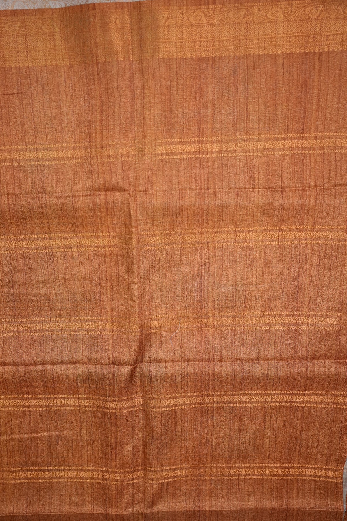 Semi Tussar Saree – Copper Brown & Magenta with Heritage Digital Print