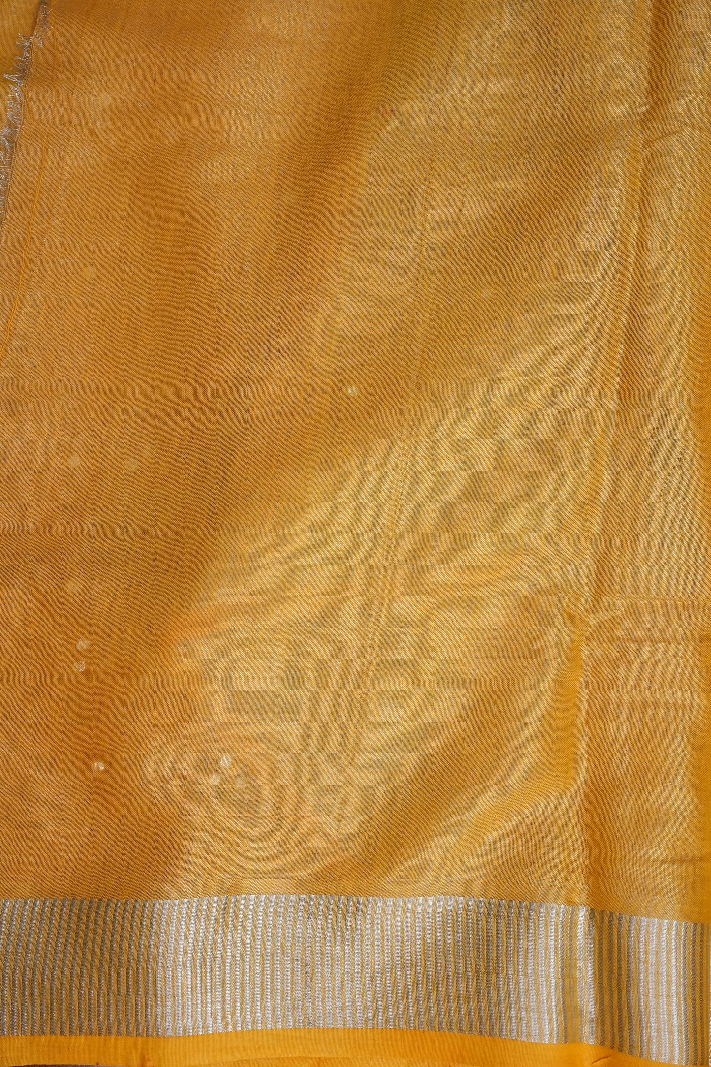 Hand Embroidered Pure Tissue Linen Silk Saree - Yellow
